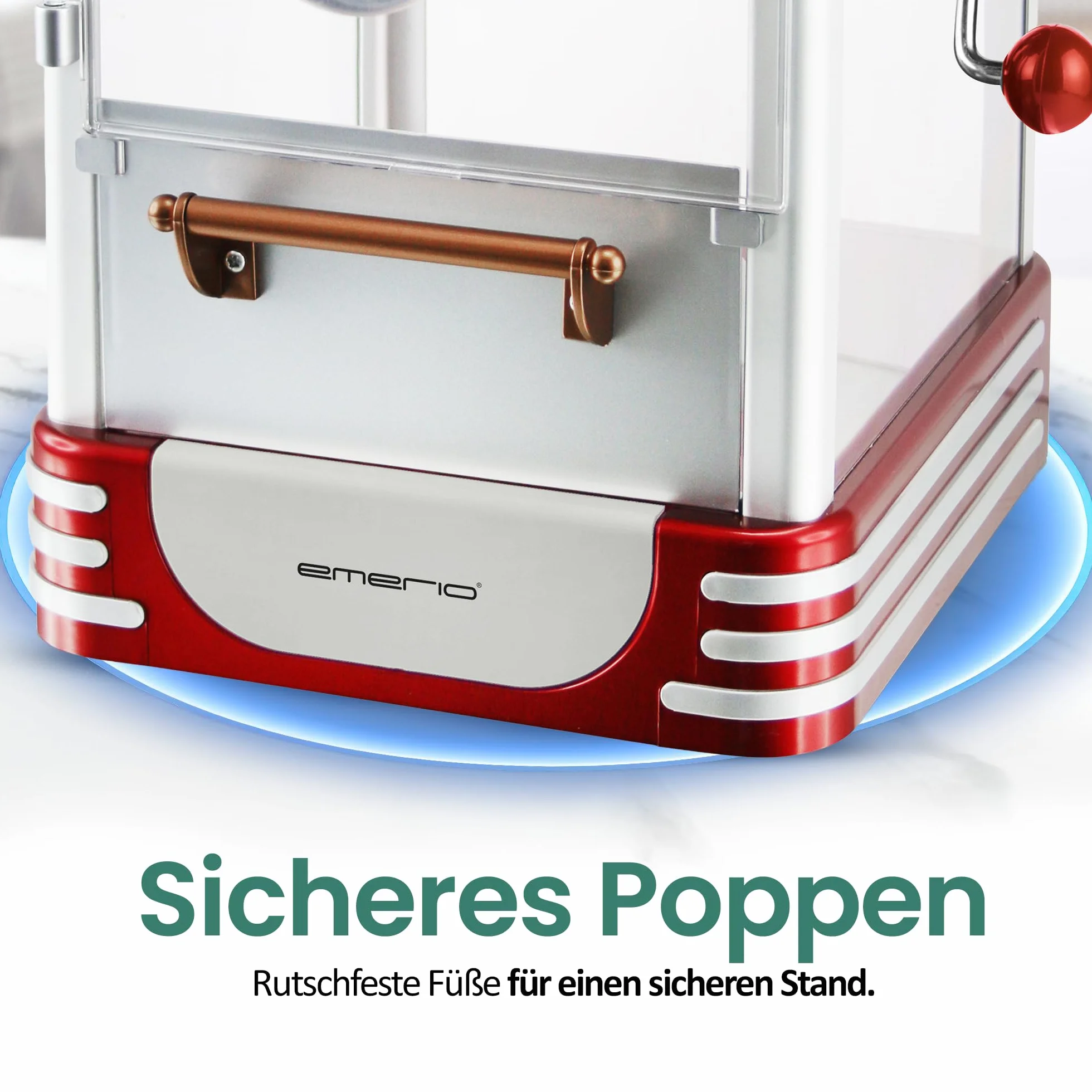 Emerio Maszyna do popcornu POM-120650, pojemnik z powłoką zapobiegającą przywieraniu, nadaje się również do słodkiego lub słonego popcornu, 360 W, duża