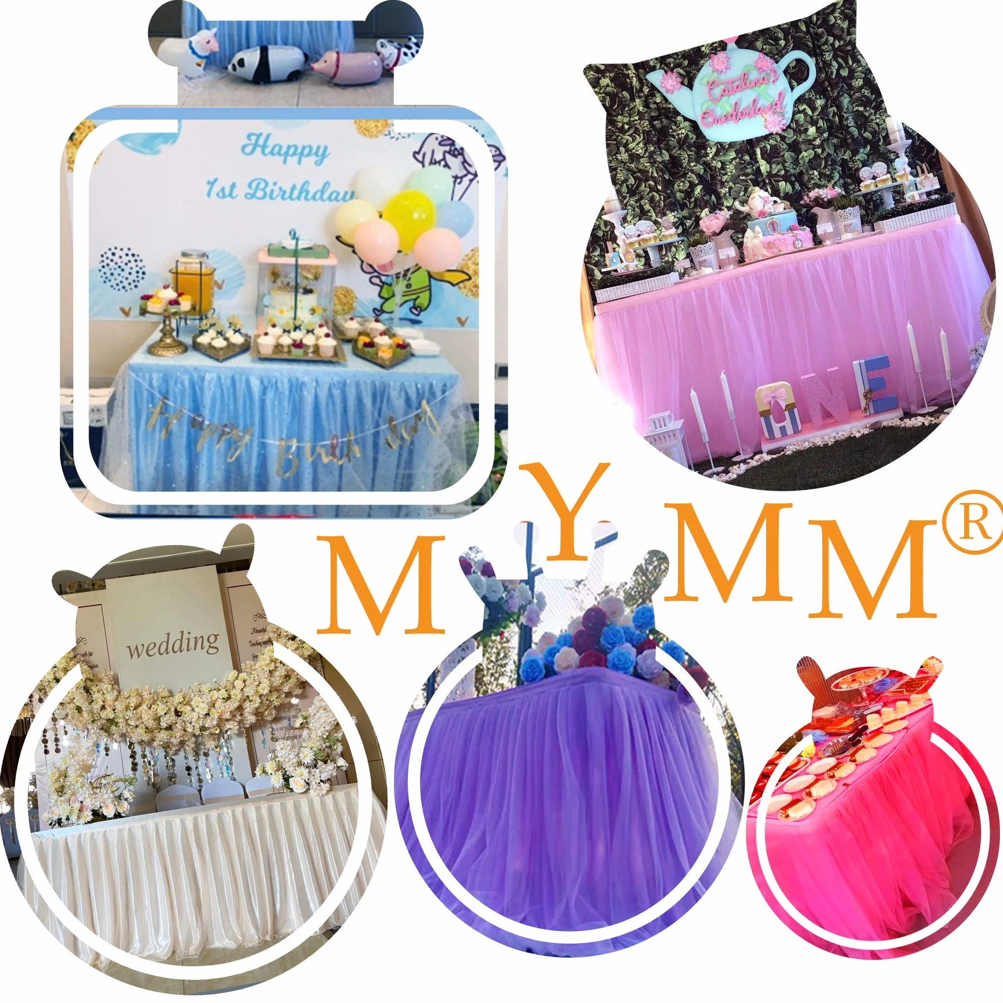 Tiulowa spódnica stołowa, romantyczna prostokątna lub okrągła dekoracja stołu, płatek śniegu, kraina czarów, obrus tutu, na baby shower, ślub, urodziny, do baru, na studniówkę, walentynki, Boże