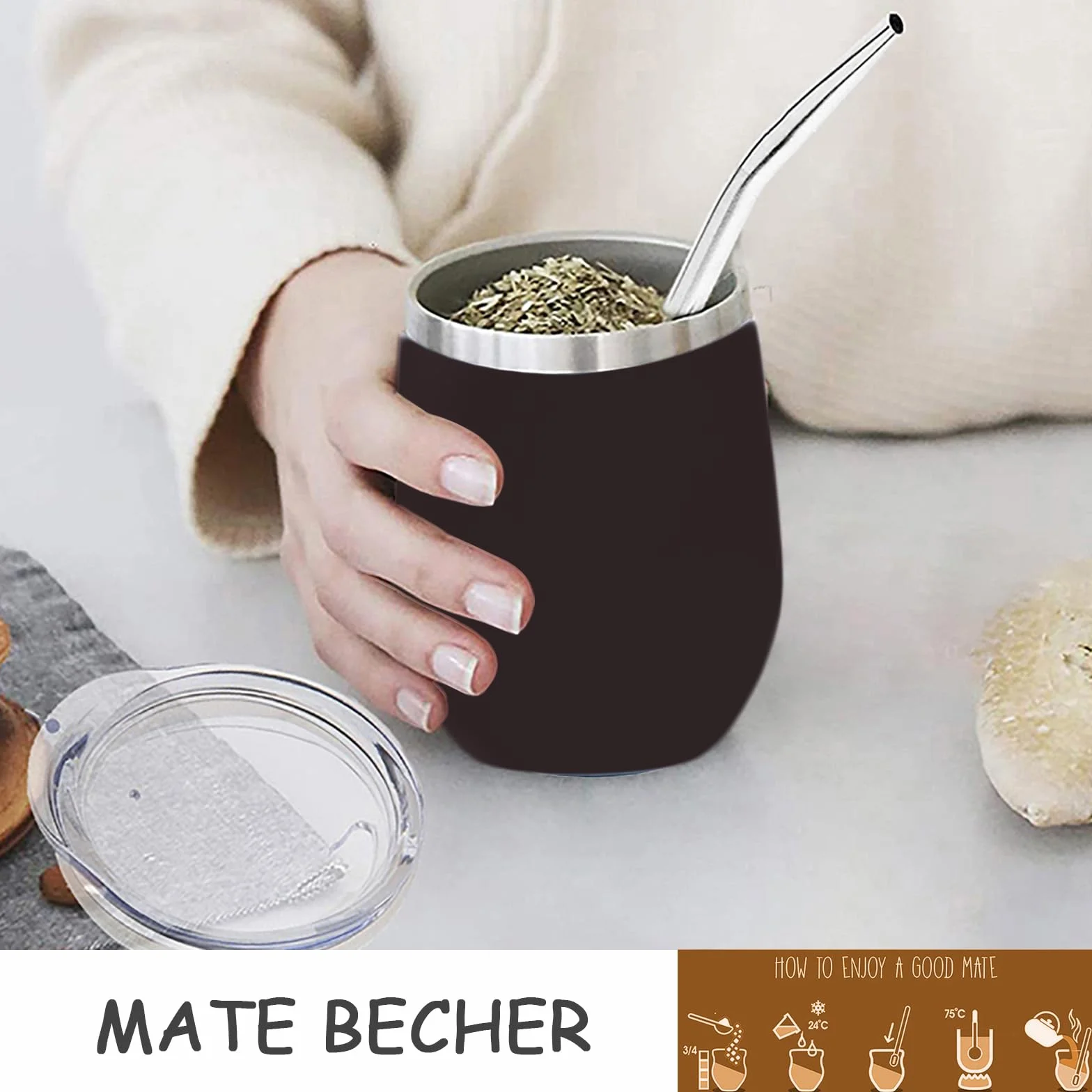 Kubek ze stali nierdzewnej Yerba Mate 360 ml