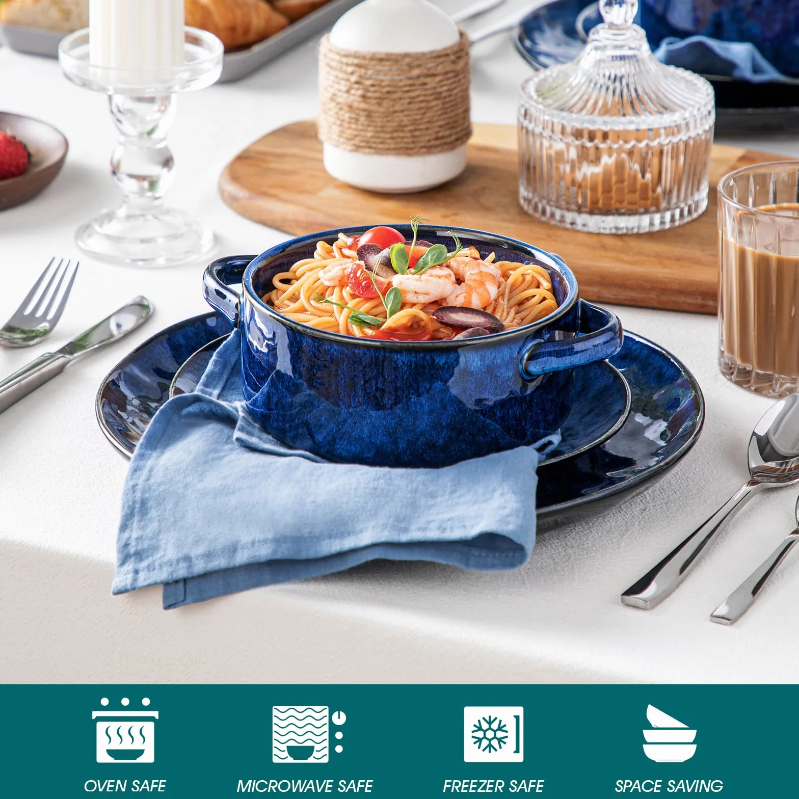 vancasso Zestaw 4 szt. ceramicznych misek do zupy 850 ml z uchwytami