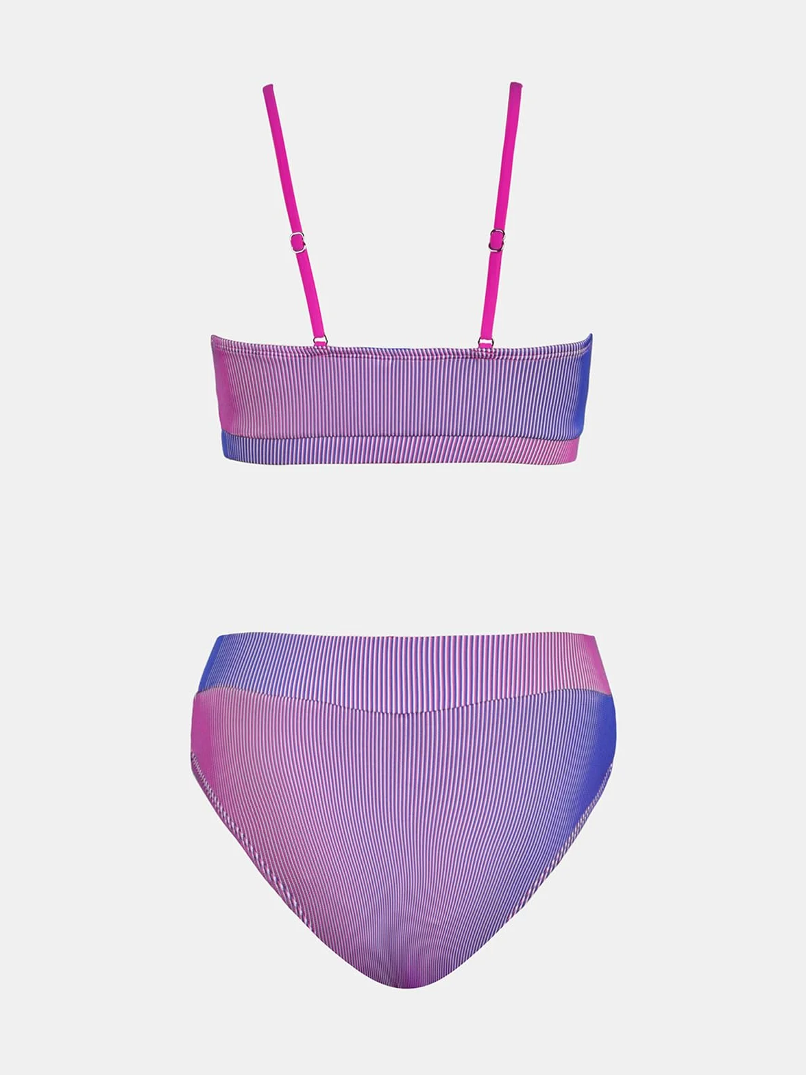 CUPSHE Damski zestaw bikini dwuczęściowy strój kąpielowy z wysokim stanem okrągły dekolt dzianinowy strój kąpielowy tie dye