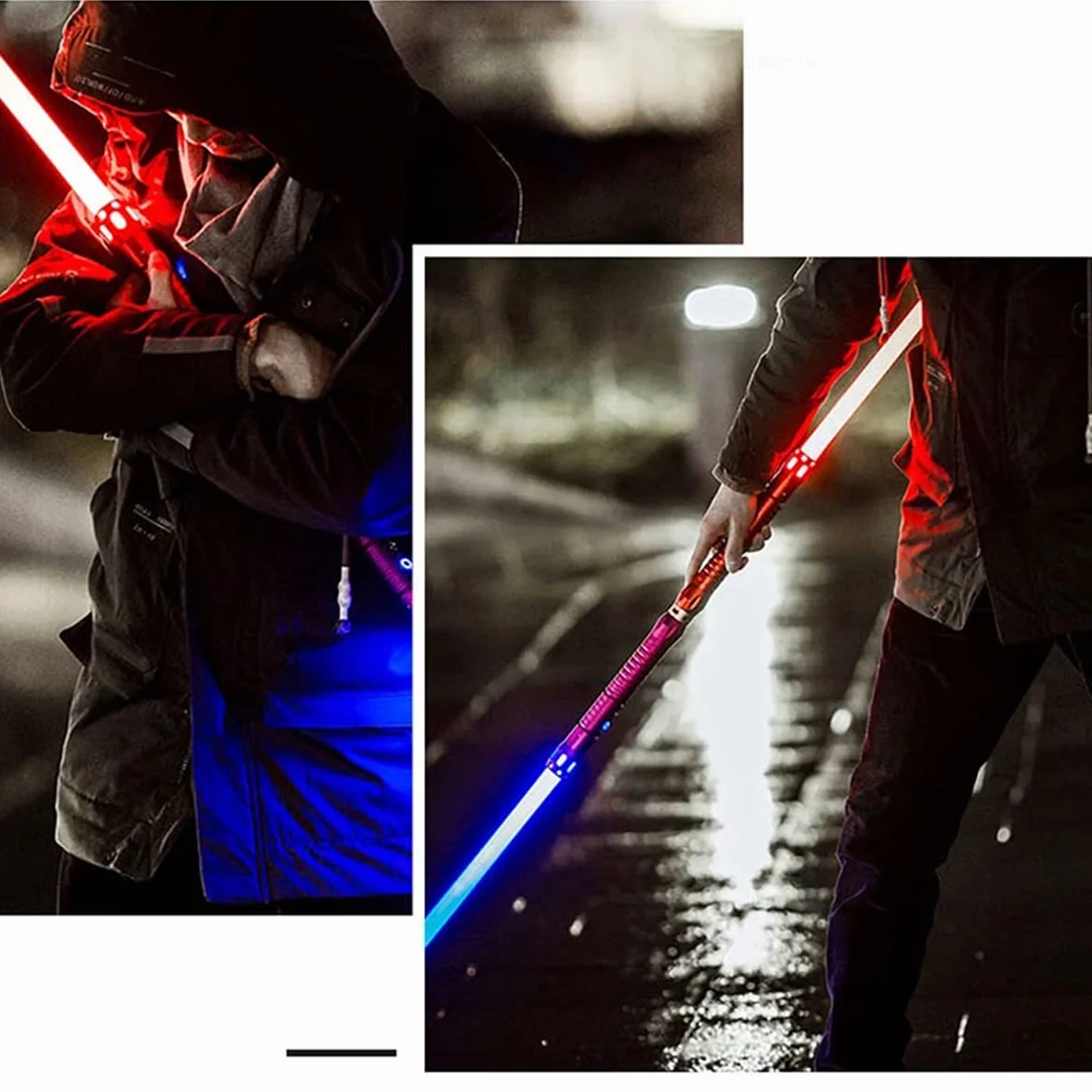 Miecz świetlny pojedynków dla dorosłych, zmienny miecz świetlny w 11 kolorach RGB z metalowym uchwytem dla dzieci i dorosłych, rekwizyty sceniczne Cosplay, ładowanie USB,Red