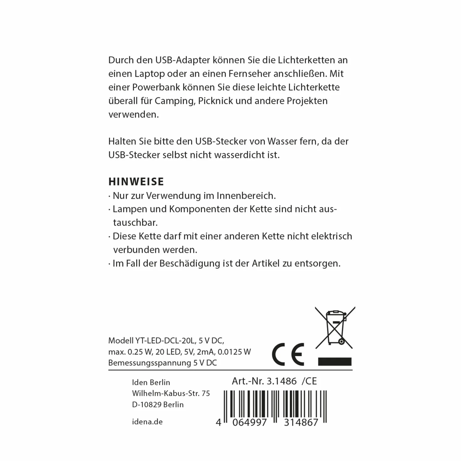 Idena 31486 Dekoracyjna choinka z 20 diodami LED ciepła biel ok. 25 cm wysokości z czerwonym drzewem w doniczce i połączeniem USB Dekoracja wnętrz jako dekoracja zimowa, adwentowa i świąteczna