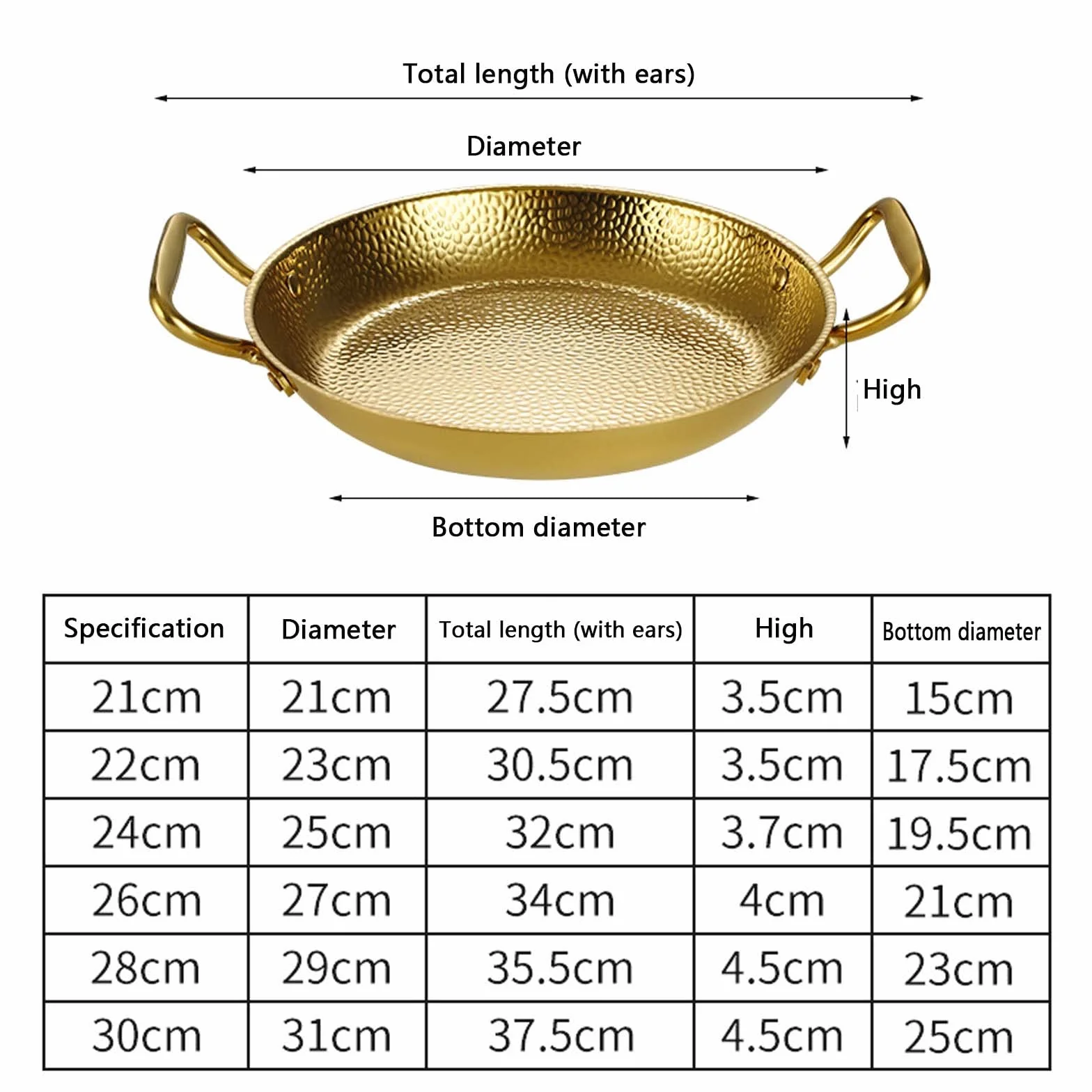 Patelnia do paelli ze stali nierdzewnej 30 cm, podwójne uszy, nieprzywierająca, srebrna