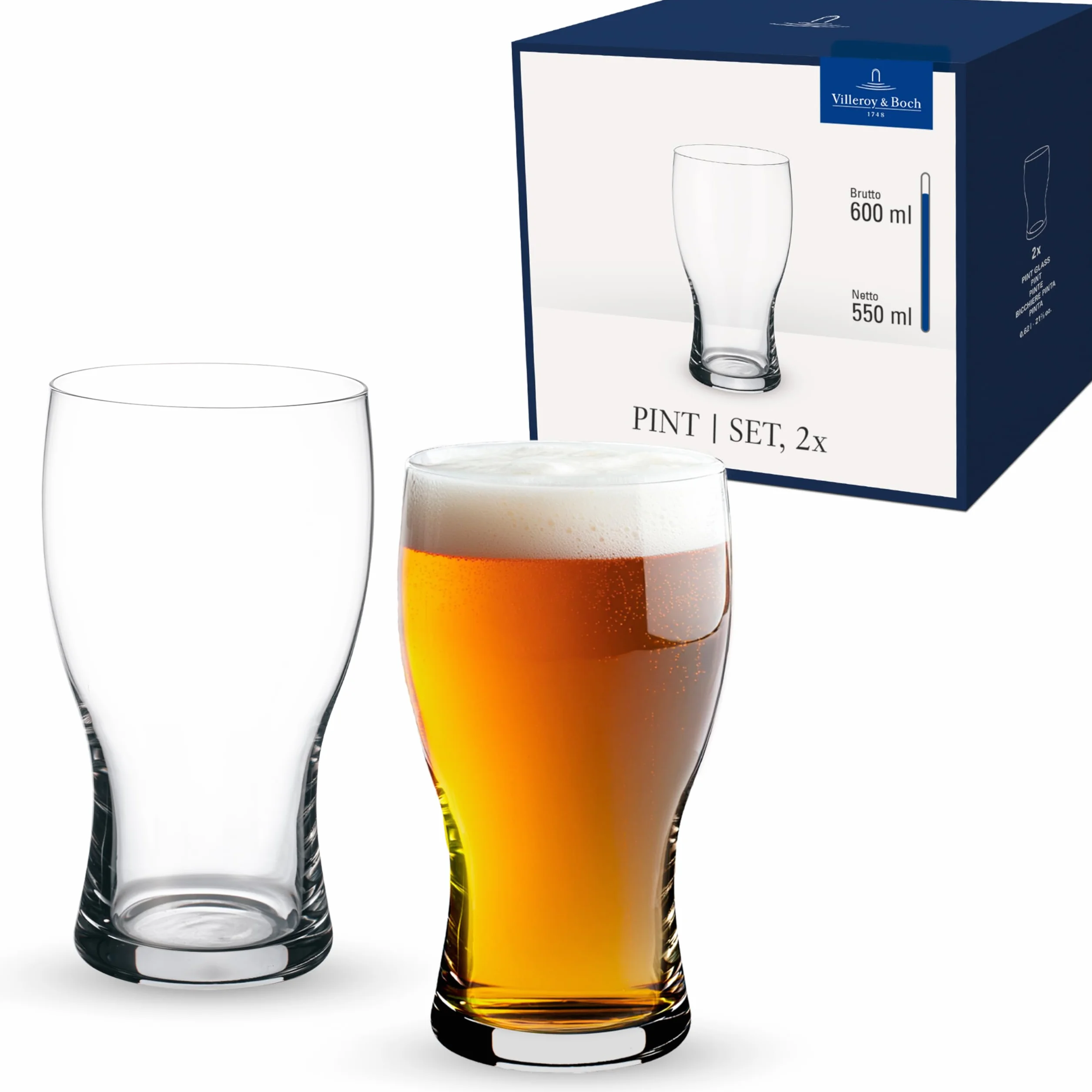 Villeroy & Boch Bar Purismo kufle do piwa zestaw 2 szt. 650 ml szkło kryształowe