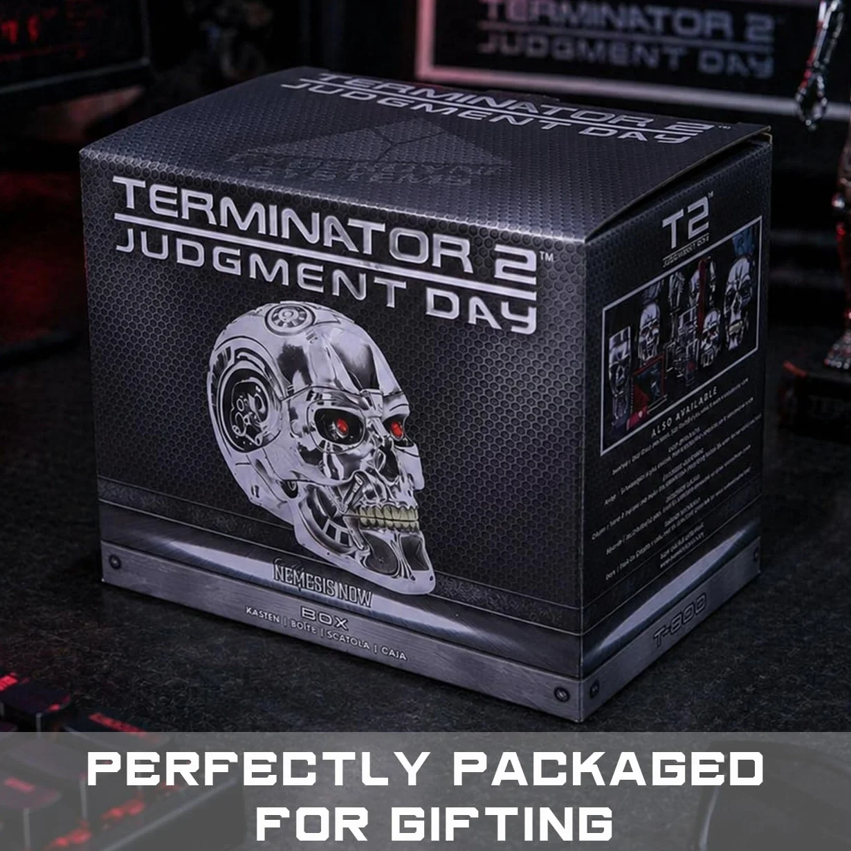 Nemesis Now Terminator pudełko 18 cm srebrne żywica