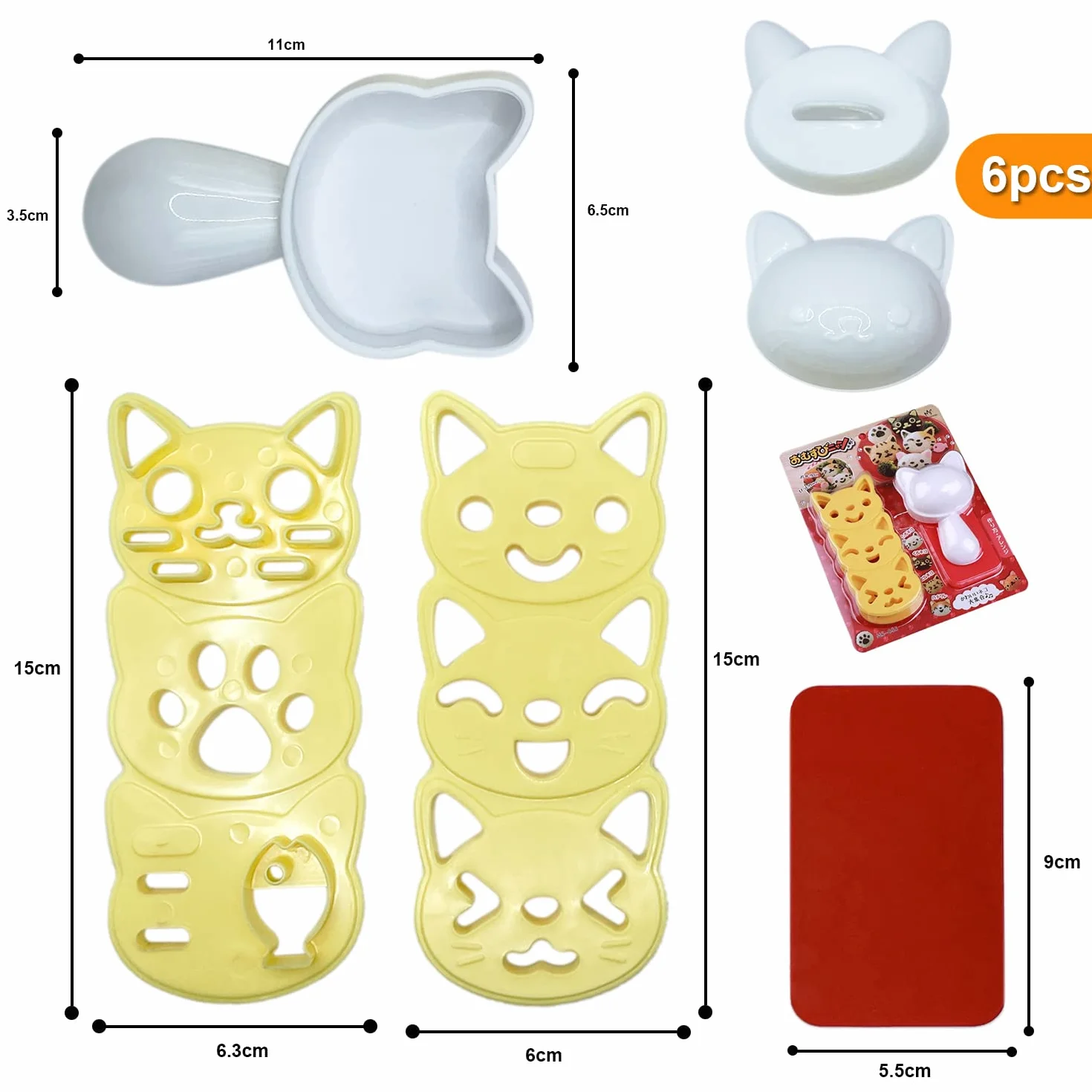 Foremka do ryżu w kształcie kota, Onigiri Maker, 3D piłka ryżowa, zestaw "zrób to sam", do sushi, formowana forma do kulek spożywczych, produkcja sushi, taca, narzędzia kuchenne