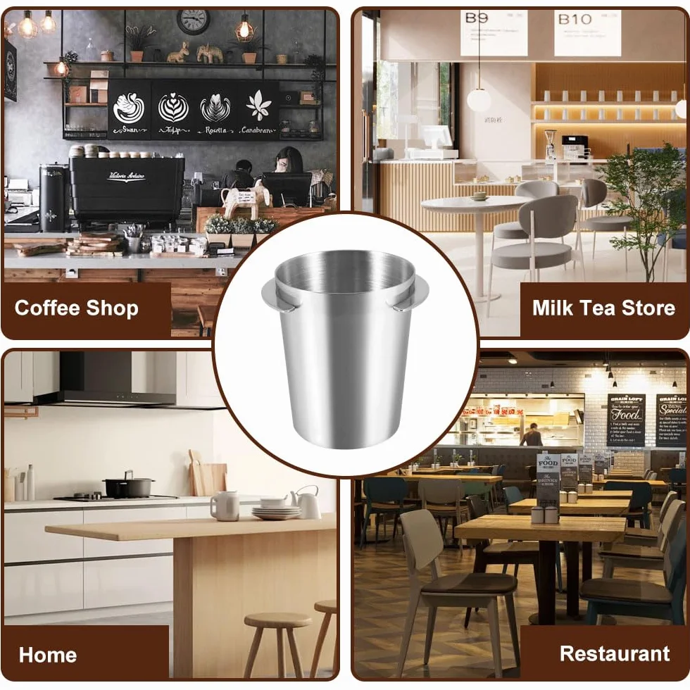 Kubek dozujący ze stali nierdzewnej 58 mm do kawy espresso srebrny