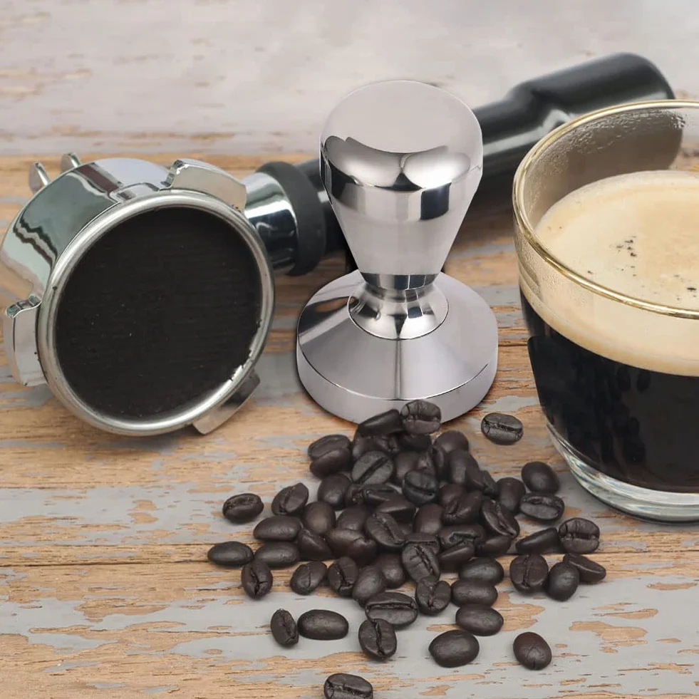 Vicloon Tamper do kawy, 51 mm, prasa do kawy espresso ze stali nierdzewnej z silikonową matą do ubijania