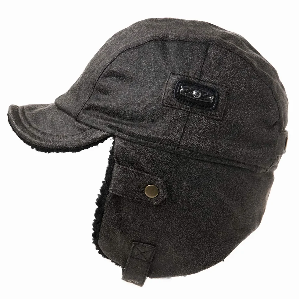 Comhats Ciepła czapka trapper ze sztucznej skóry bomber kapelusz unisex czapka lotnicza czapka futrzana dla dorosłych dla mężczyzn
