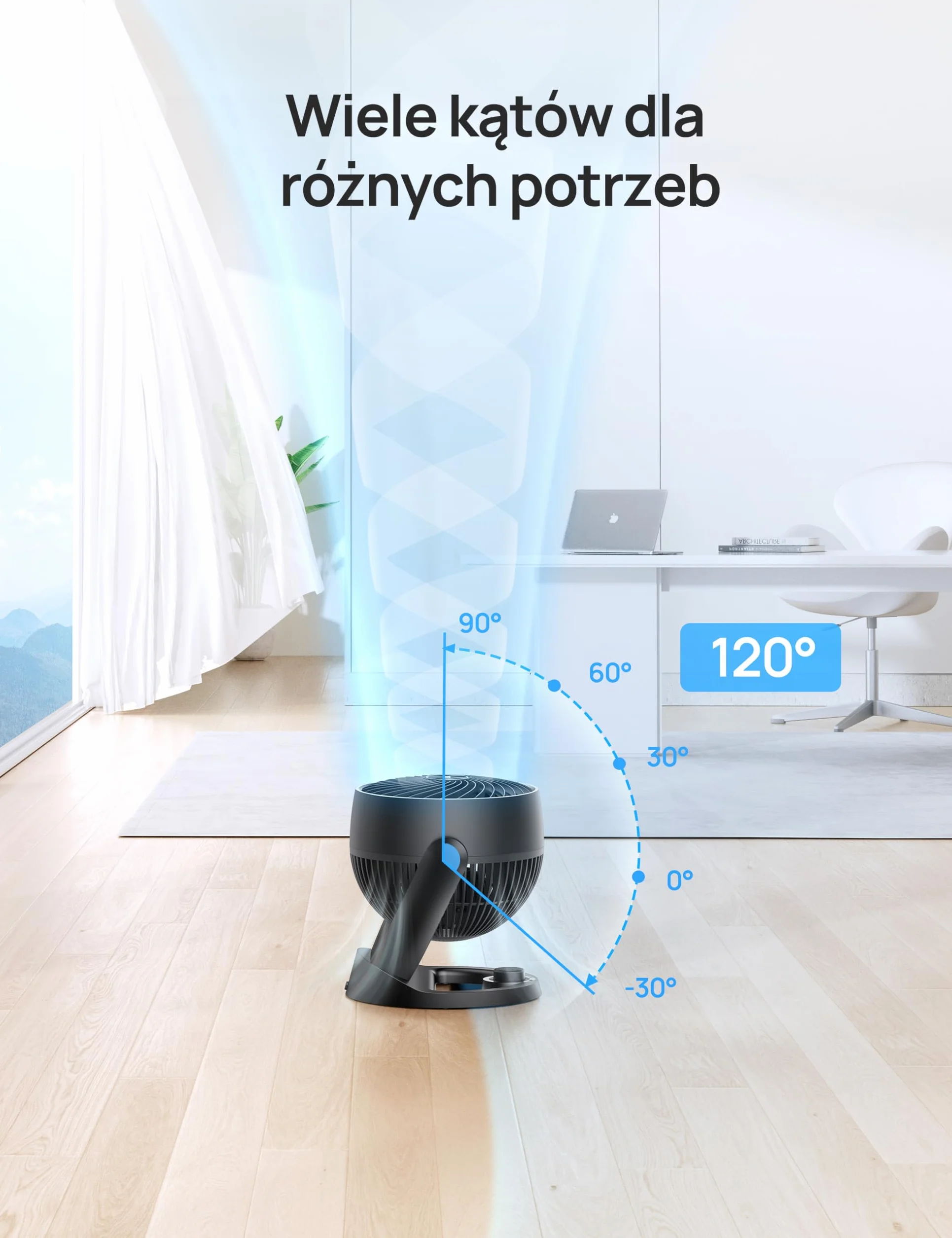 Dreo 28dB Cichy wentylator stołowy, średnica 18cm, 3 prędkości, 120° regulowany kąt nachylenia, cichy mały wentylator, przenośny wentylator do sypialni biura, Fox One, Czarny.