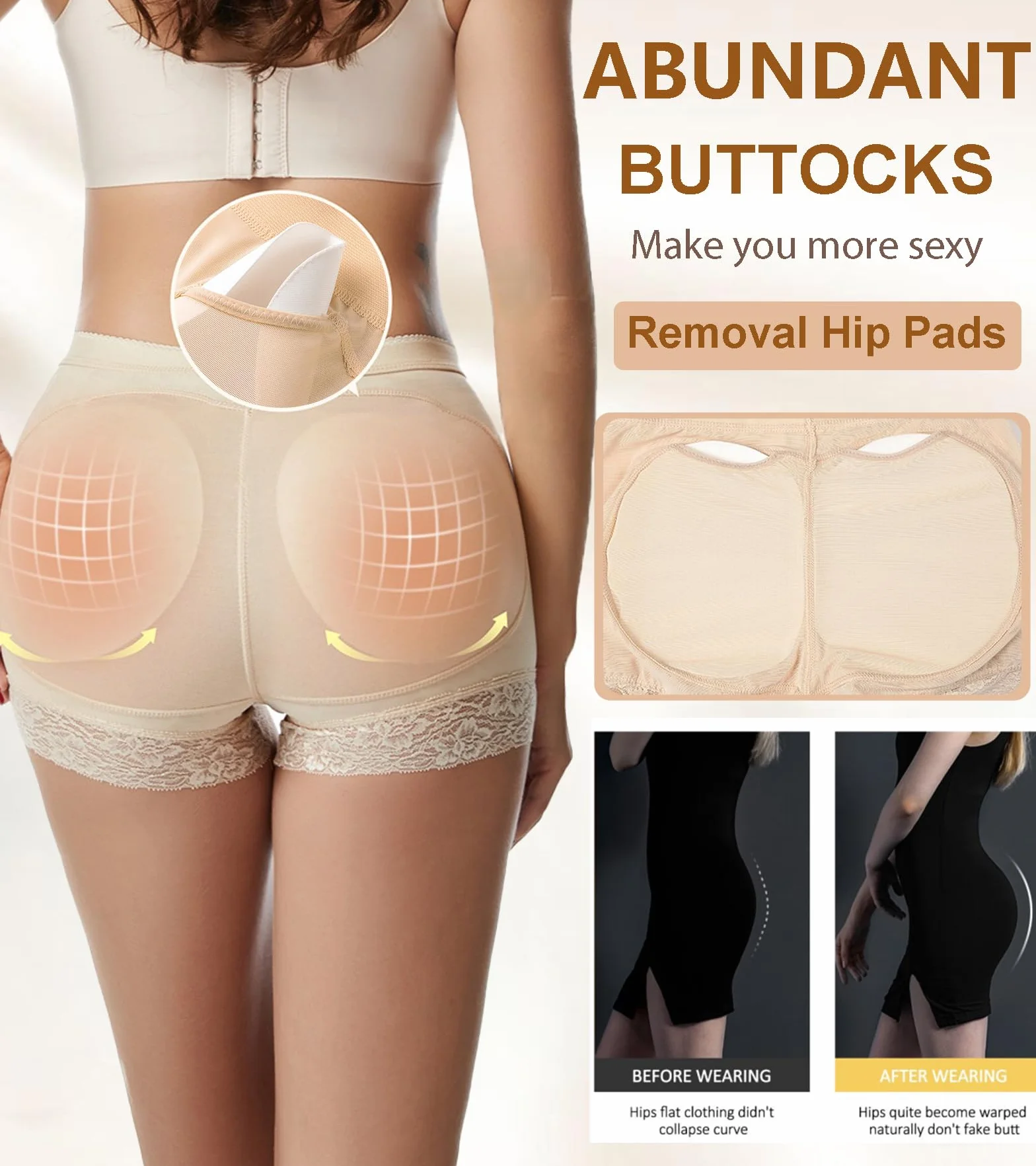 Wyściełane majtki damskie w kształcie pośladków body shaper wyściełane majtki push-up niewidoczne idealne pośladki bez majtek kontrola stawów modelujące bielizna modelująca spodnie ze