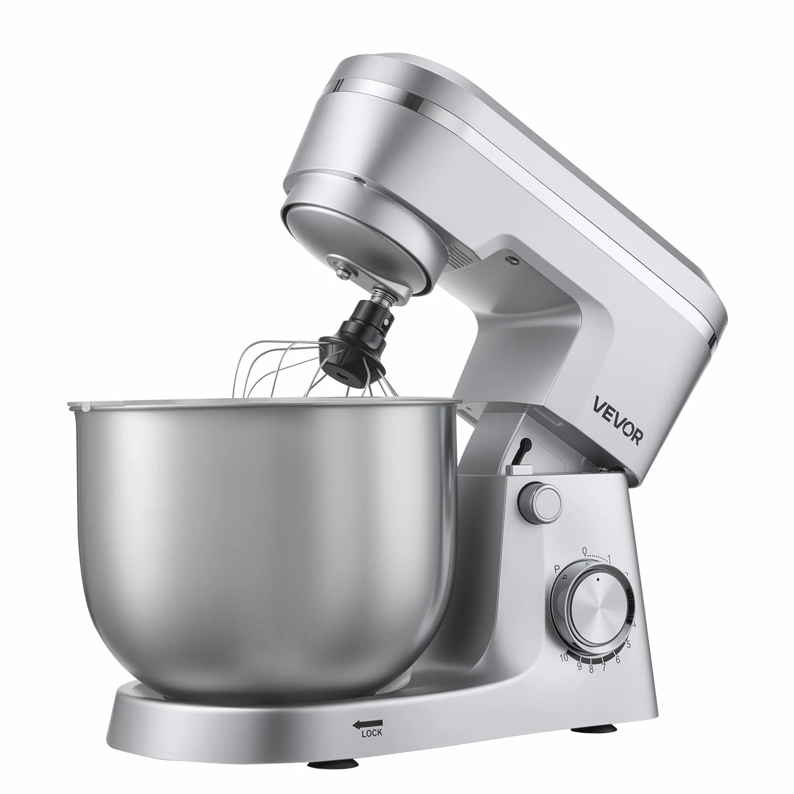 VEVOR Blender stojący 1500 W, miski ze stali nierdzewnej 4,2 + 5,7 l, 10-biegowy, srebrny