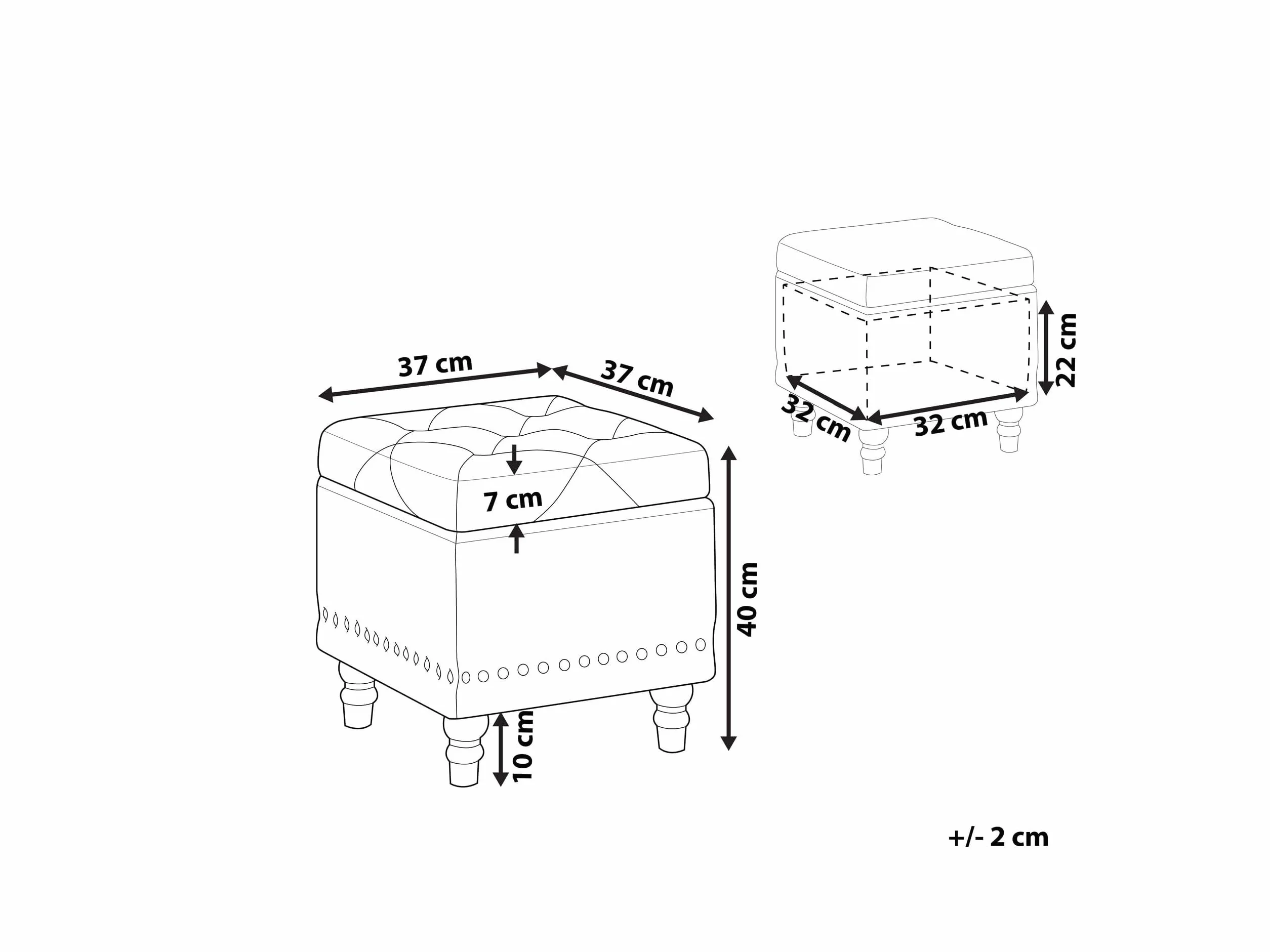 Puf welurowy pikowany z siedziskiem i schowkiem pastelowy róż Loretto