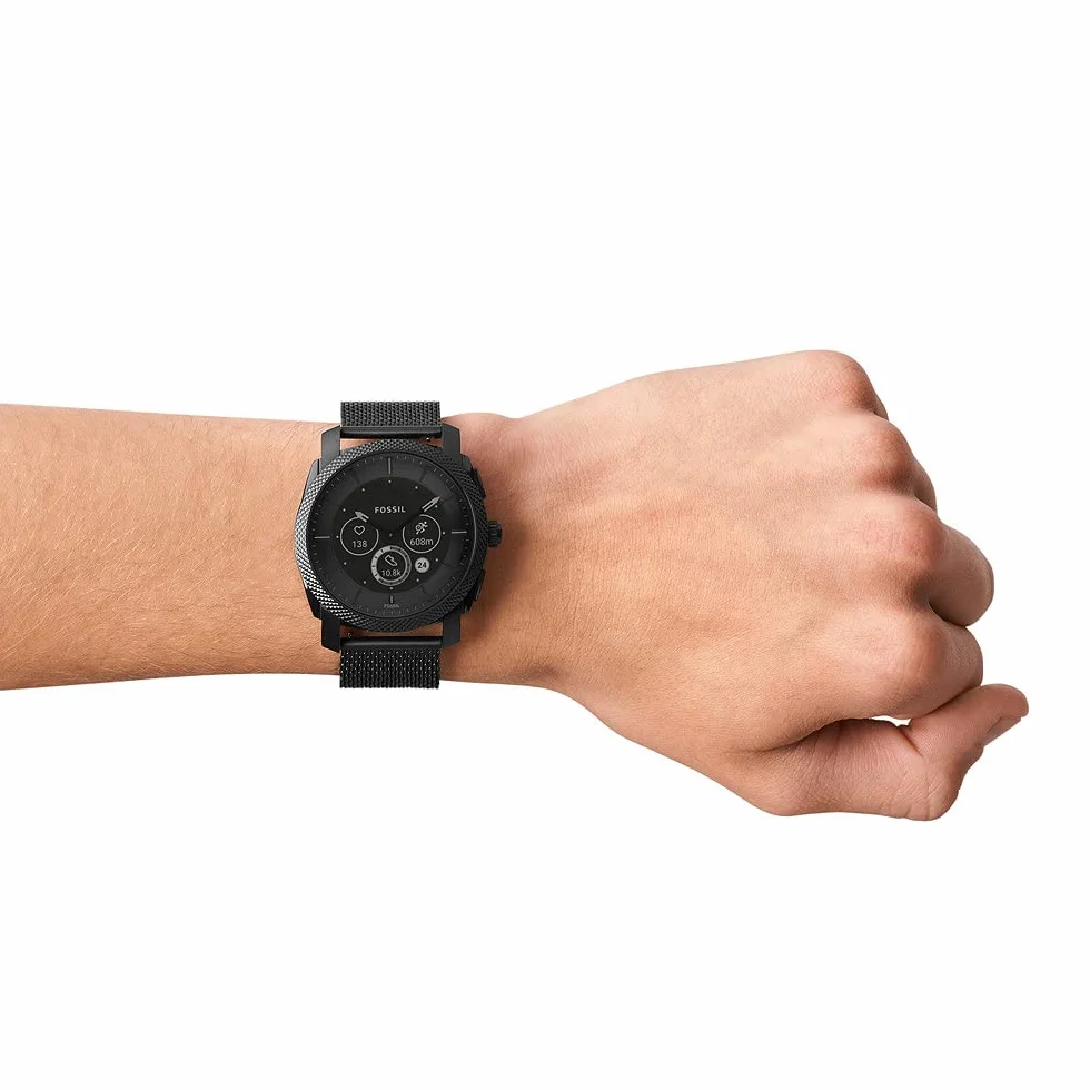 Fossil Men's Machine Gen 6 Hybrid Smartwatch, Black-Tone Stainless Steel z bransoletą Black-Tone Stainless Steel, FTW7062