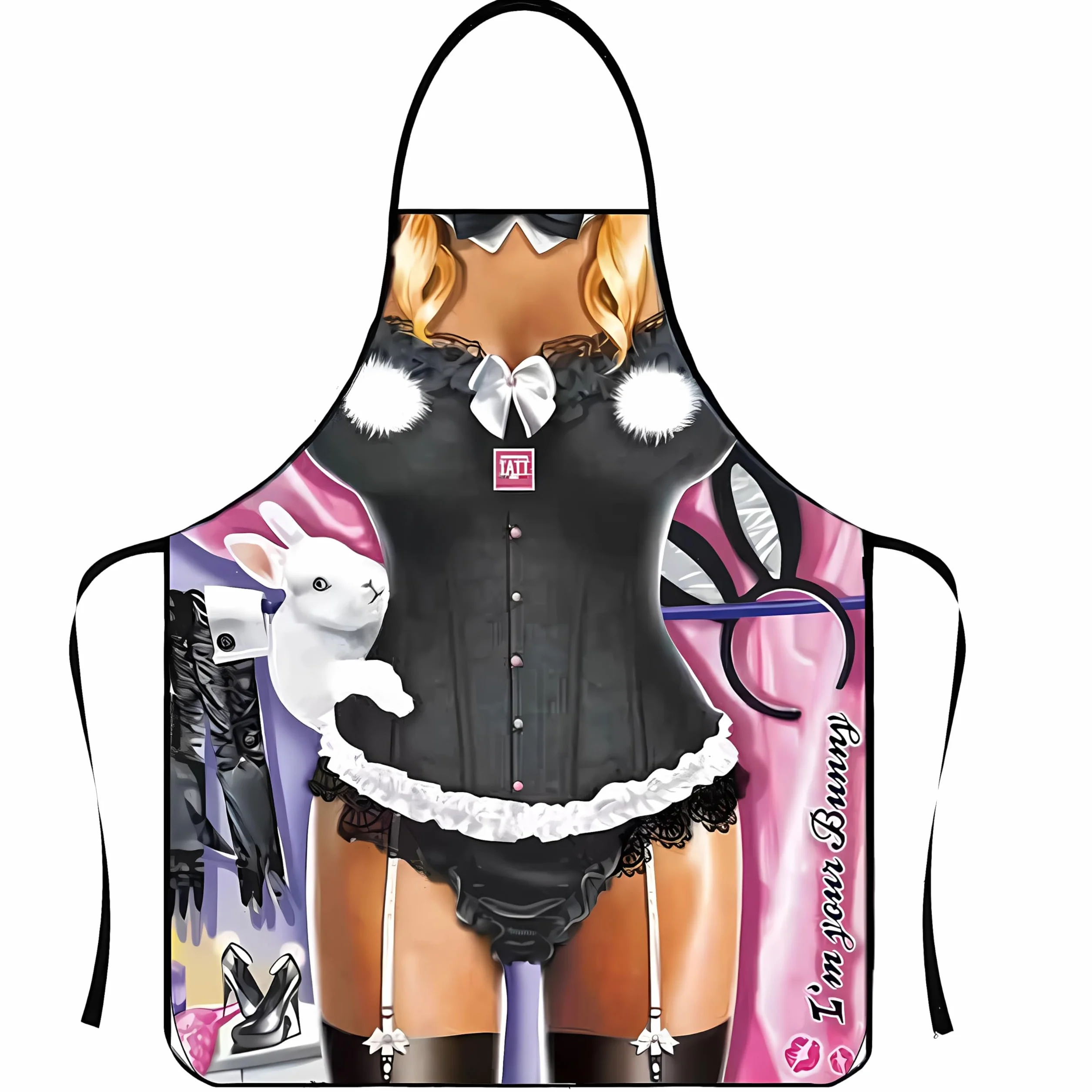 WOO Girl fartuch kuchenny z efektem 3D – odporny na działanie wody, 73 x 57 cm, z taśmą na szyję do przewiązania