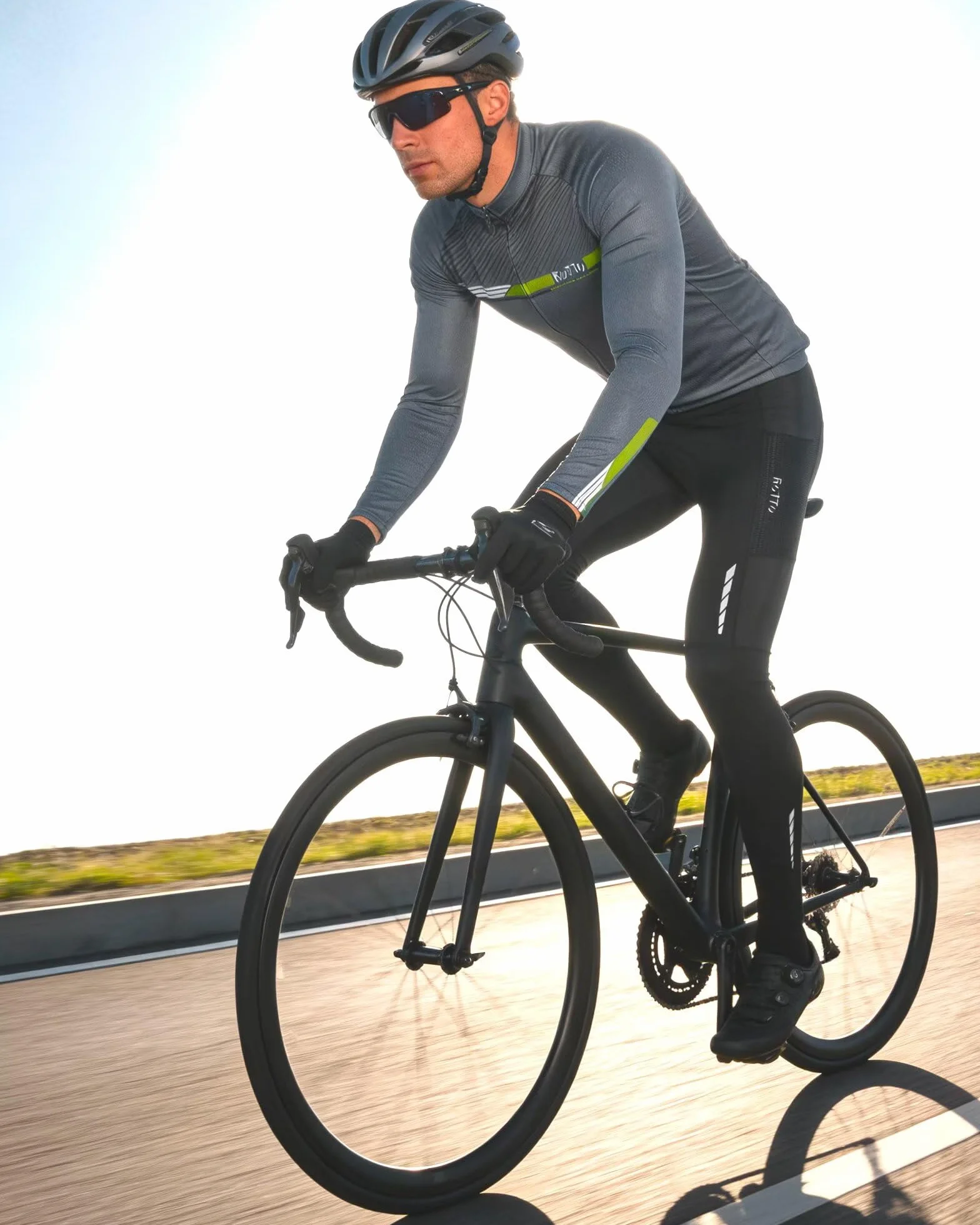 ROTTO Męskie rajstopy rowerowe wyściełane spodnie rowerowe legginsy do jazdy na rowerze z wieloma kieszeniami