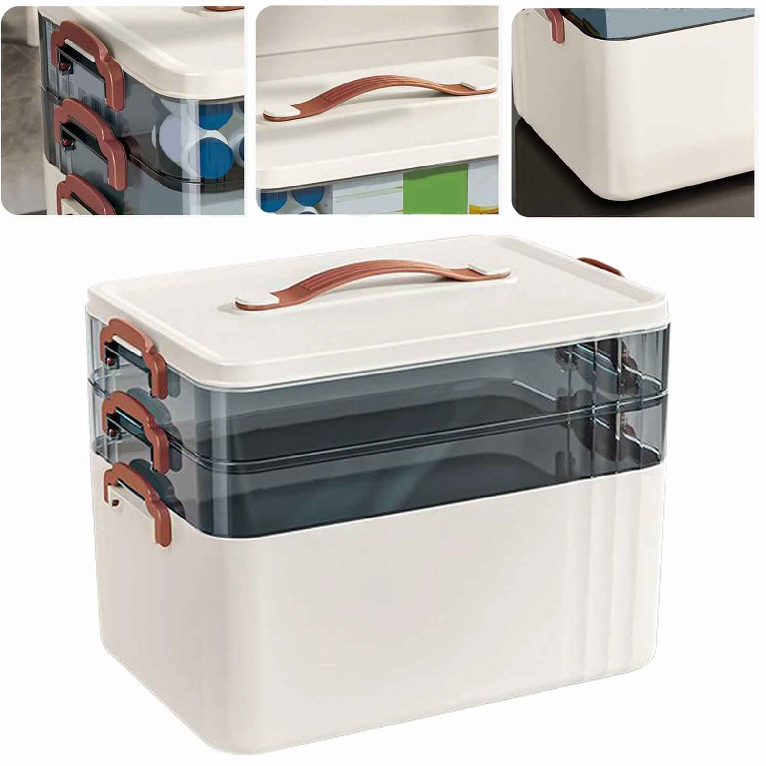 Medical Organizer, Clear Household Storage Medicine, Family Safety Accessories and Tools Container, Medicine Storage Box for Home Use and Camping Trips 1255g