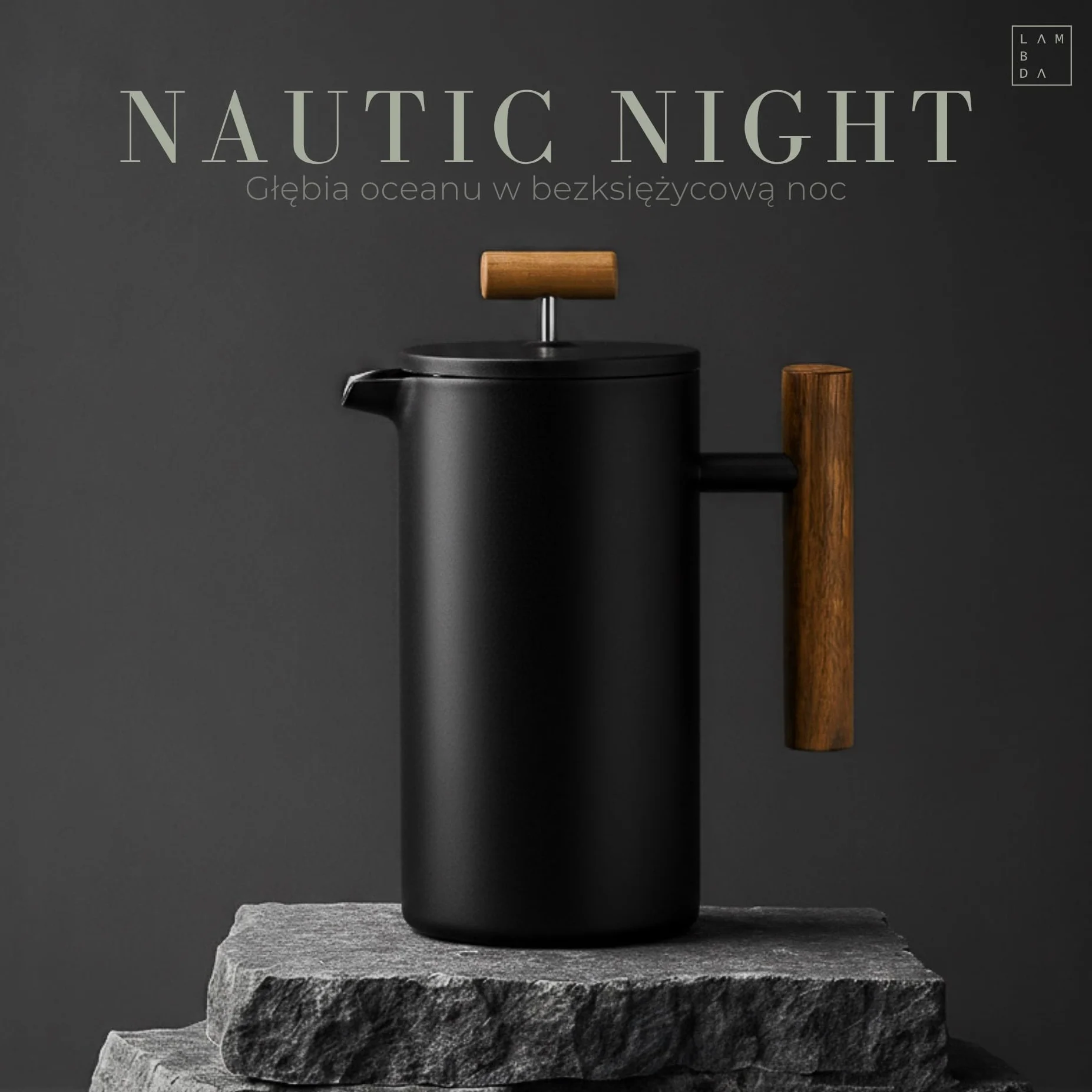LAMBDA COFFEE® CALDERA Thermo French Press stal nierdzewna 0,6L podwójne ścianki czarny