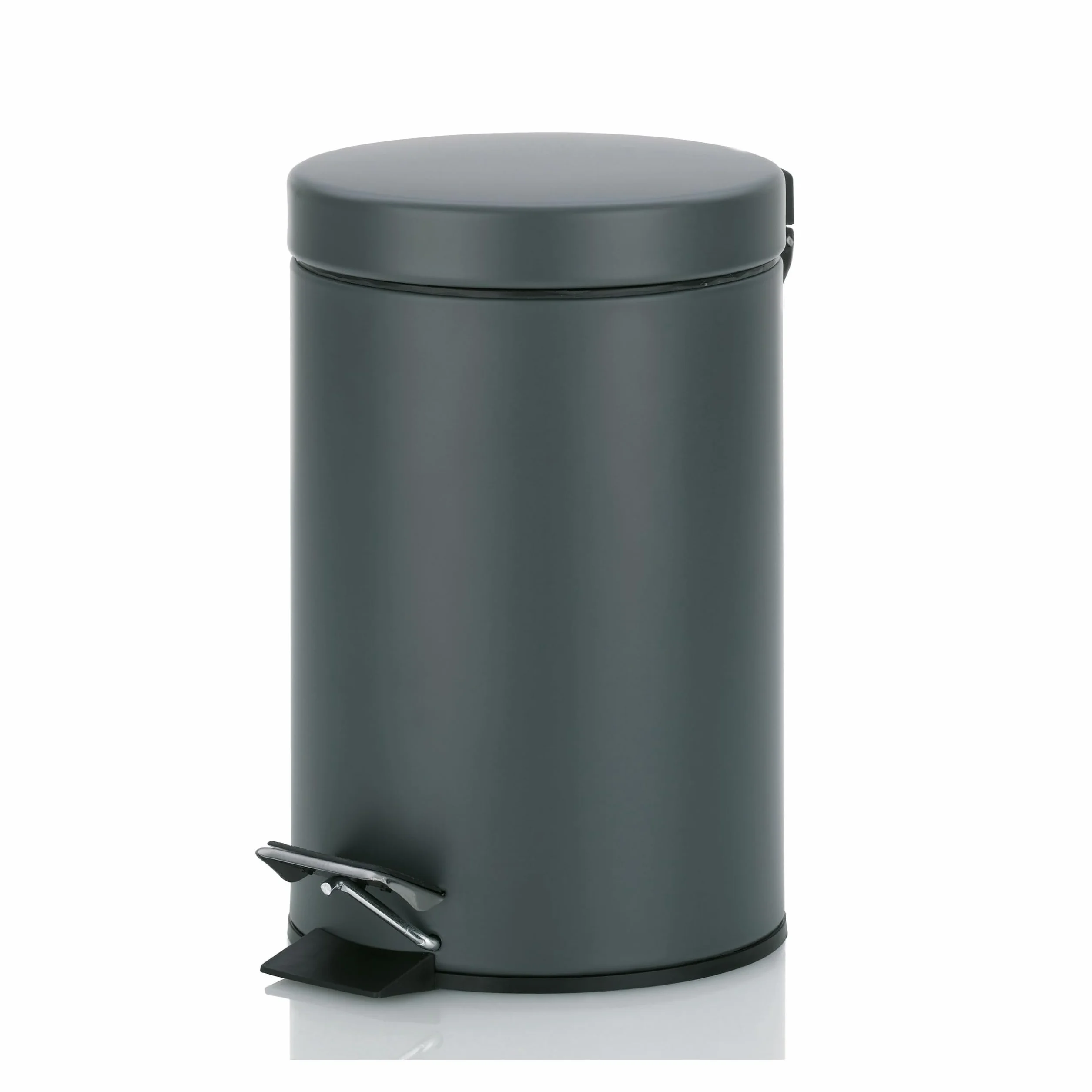 Kela Metalowy kosz na śmieci łazienkowy 3 l 17 x 17 x 26 cm ciemnoszary matowy