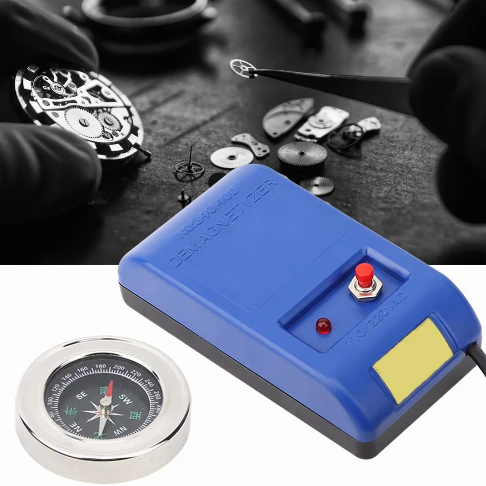 Rozmagnetyzujący, wysokiej jakości narzędzie do demagnetyzacji 110 V-220 V, przenośne do naprawy zegarka, odmagnesowywanie śrub zegarowych (europejska regulacja)