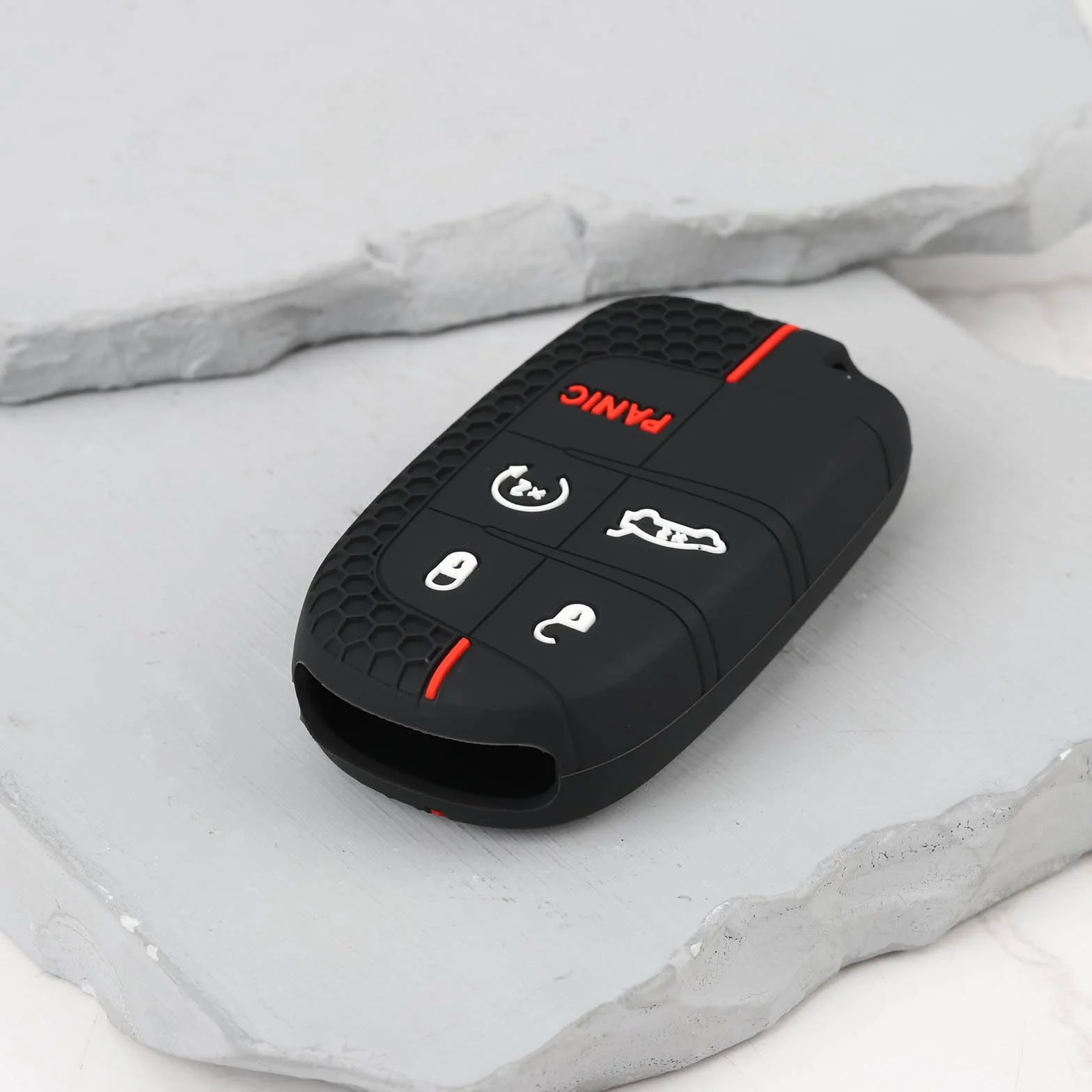 2-pakowe etui na klucze z silikonu 4+1 guziki Kompatybilne z Jeep Grand Cherokee WK2, Cherokee Renegade, Compass