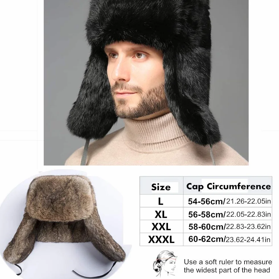 Męska Czapka Ze Sztucznego Futra, Kozacka, Uniseks Zimowa Rosyjska Lotnika, Pilota, Traperska Z Nausznikami, Eskimoska