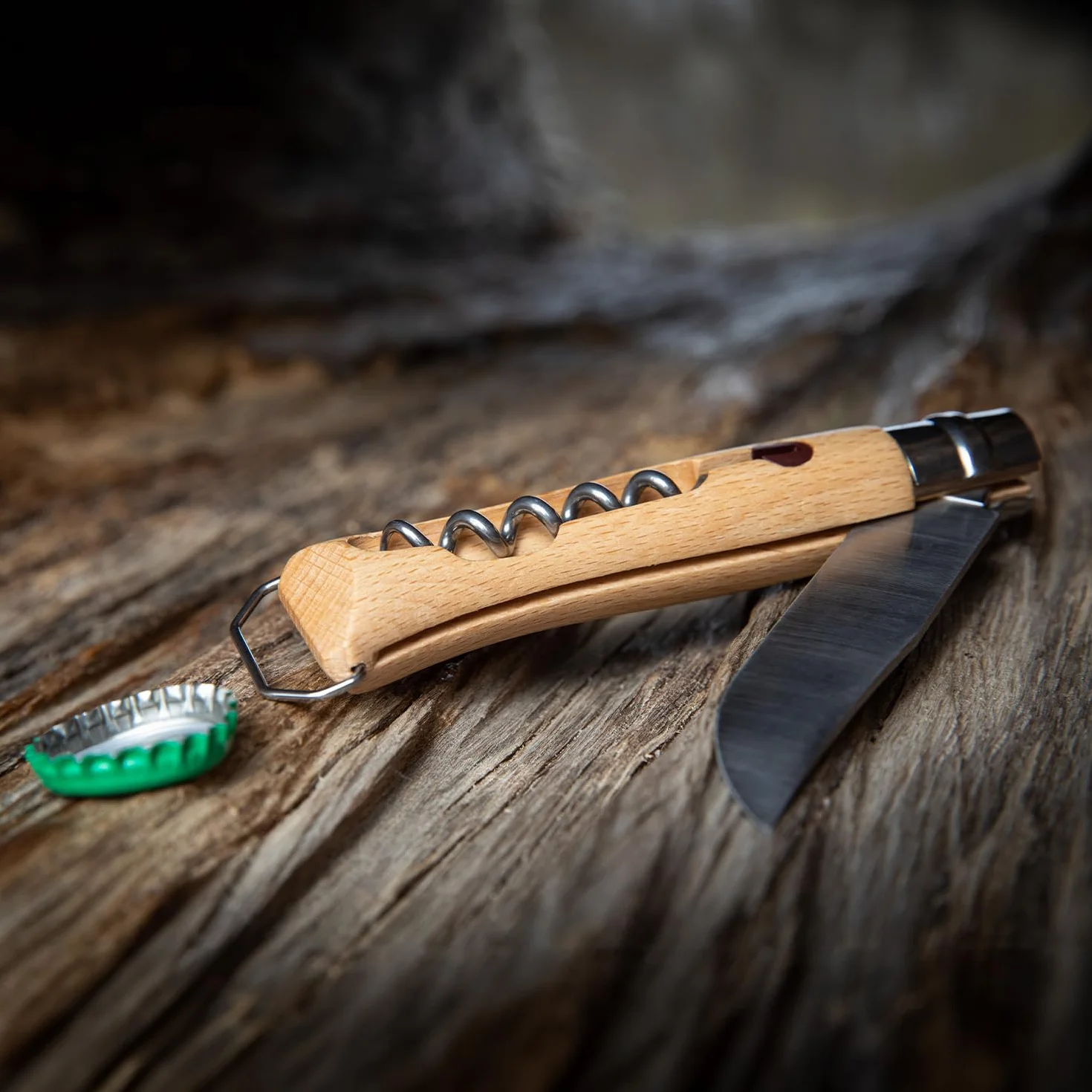 Opinel Scyzoryk nr 10, z korkociągiem i podnośnikiem do kapsli, ze stali nierdzewnej, z uchwytem bukowym, długość ostrza: 10 cm, 254651, brązowy