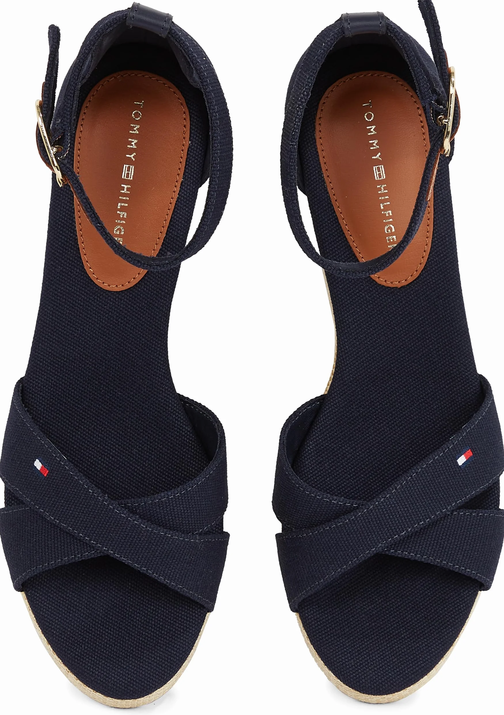 TOMMY HILFIGER Damska flaga CRISS-CROS MID WEDGE ESPAD Espadryle, niebieska (Space Blue), 36,5 UK, Niebieski kosmiczny niebieski, 40 EU
