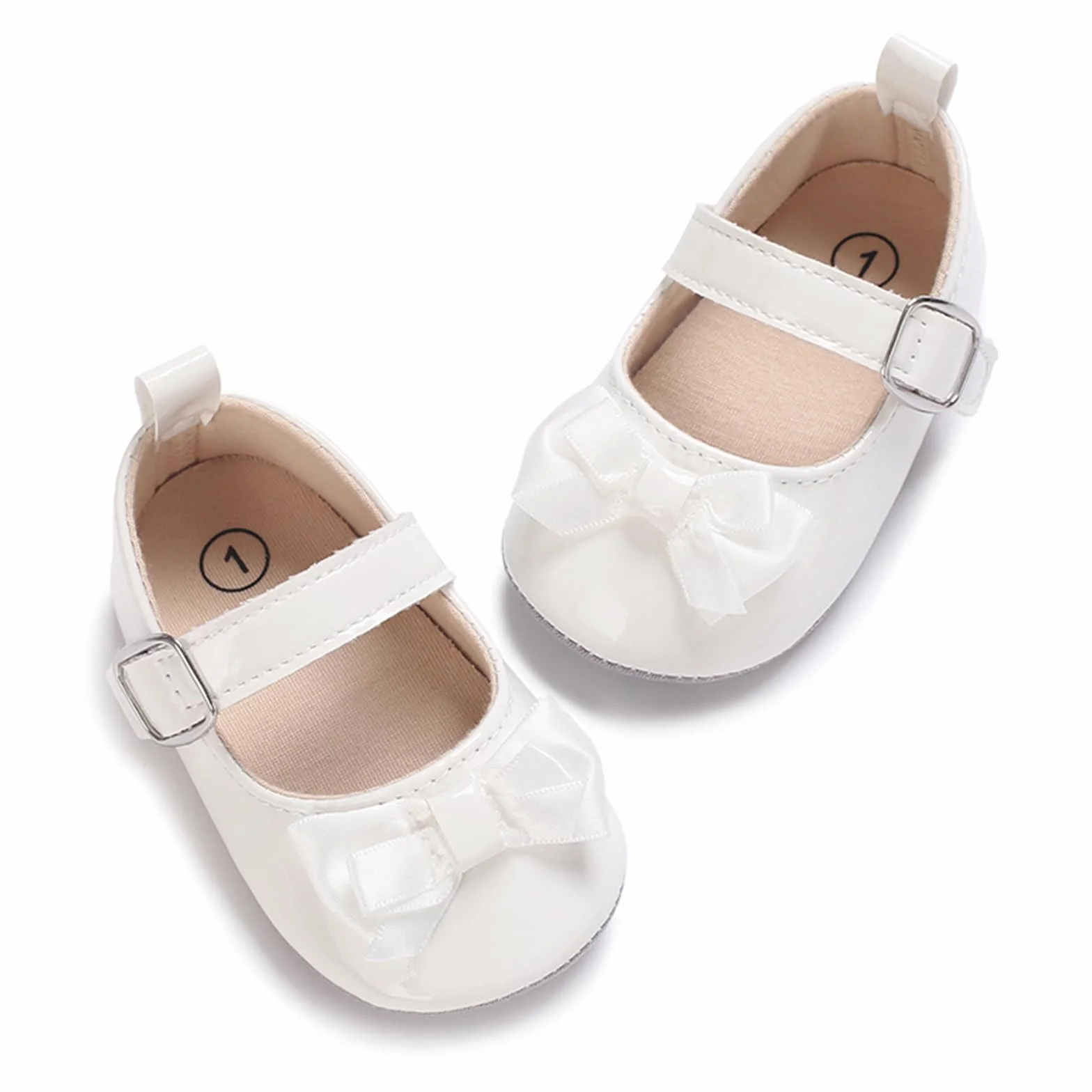 MASOCIO Buty dla dziewczynek Mary Jane dziecięce antypoślizgowe buty do chodzenia, Biel 2, 12-18 Miesiące