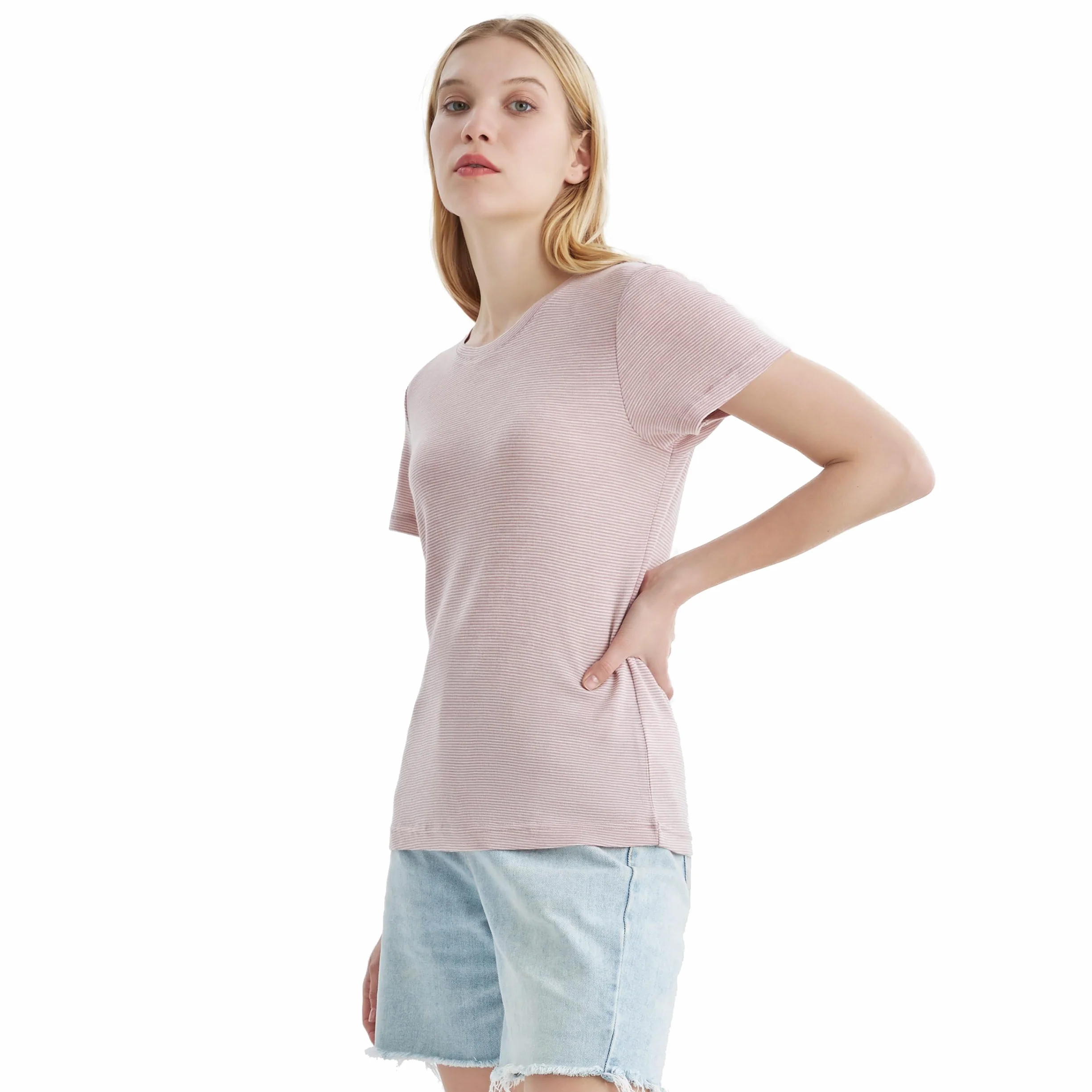 Merino Protect 100% Merino Wełna T-Shirt Damski Z Okrągłym Dekoltem Krótki Rękaw Odzież Podstawowa Antyodorowa Nadająca Się Do Podróży I Trekkingu T-Shirt