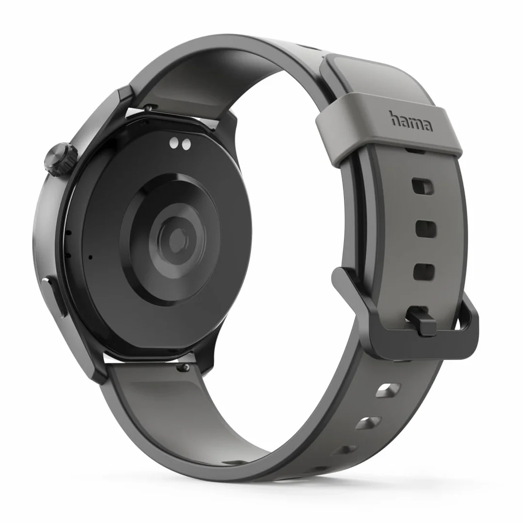 Hama Smartwatch 9000 (pamięć muzyki, kolorowy wyświetlacz AMOLED 1,43" szkło panda, GPS, funkcja telefonu, wodoszczelny, WhatsApp, asystent głosowy, monitor snu, 110 trybów sportowych, krokomierz)