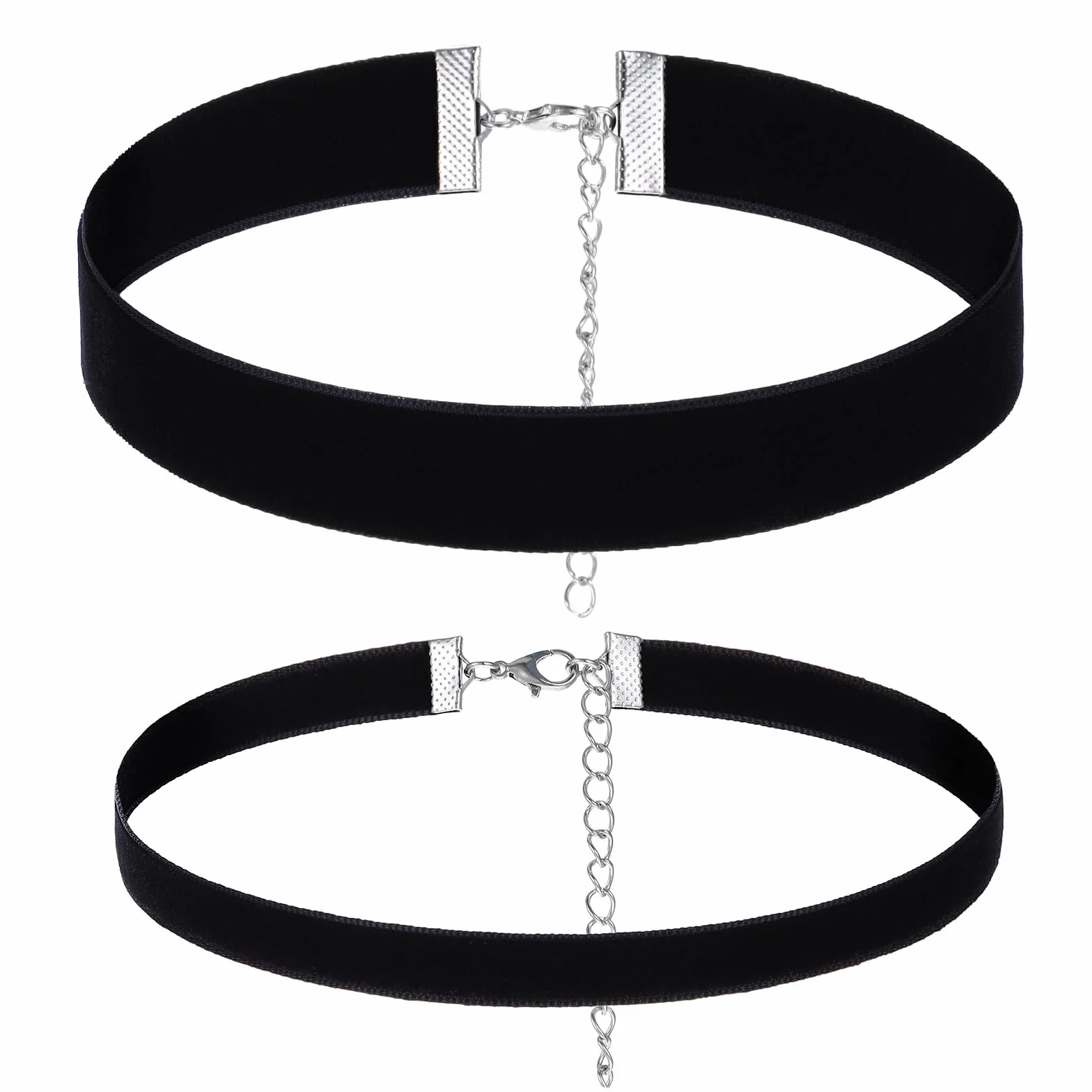 Gjinxi Zestaw czarnych naszyjników typu choker, gotycki czarny aksamitny naszyjnik typu choker, dla kobiet, prezenty urodzinowe, biżuteria na Halloween, cosplay, 2 szt