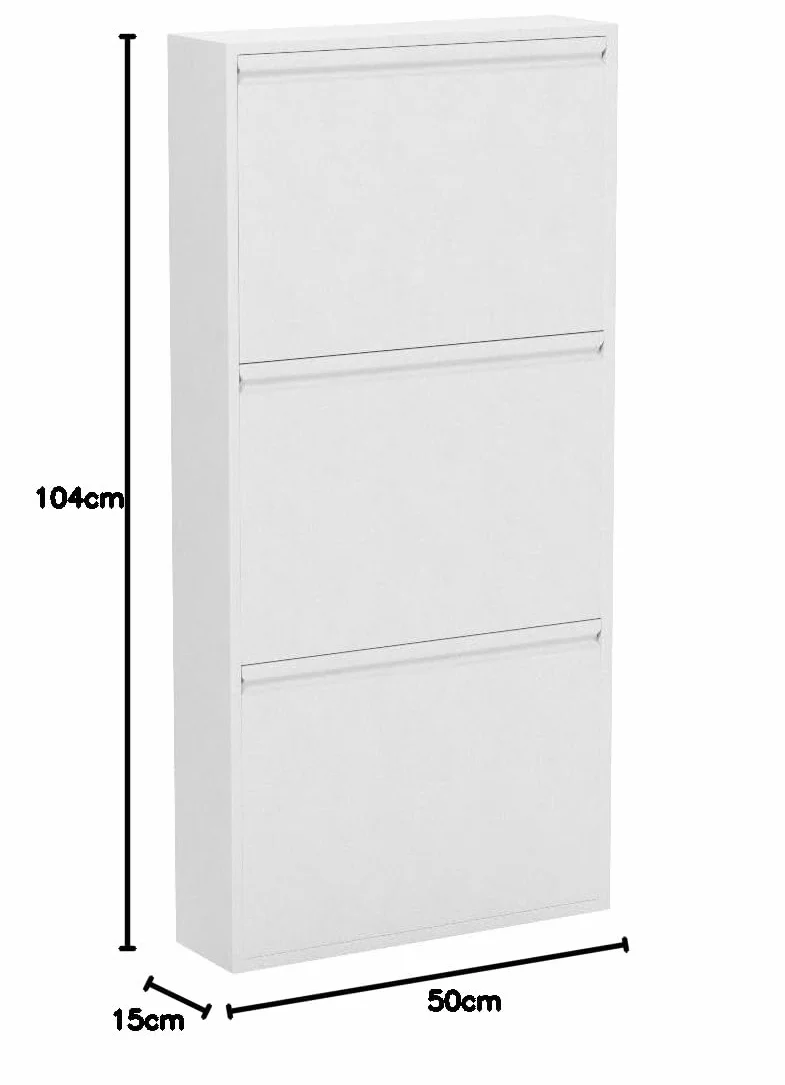StarMart Szafka na buty Slim 3 drzwiczki biała metal 15 cm 6-9 par