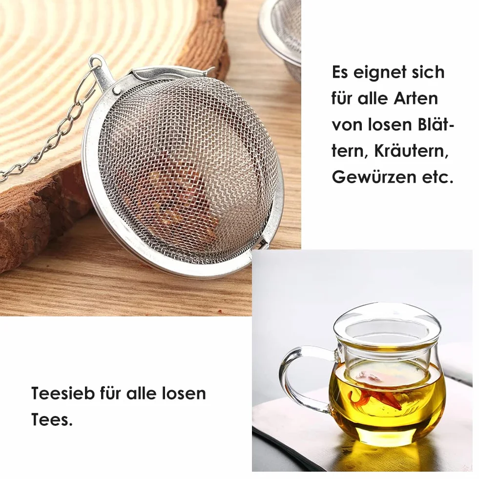 Kula do herbaty ze stali nierdzewnej z łańcuchem, filtr do herbaty, zaparzacz