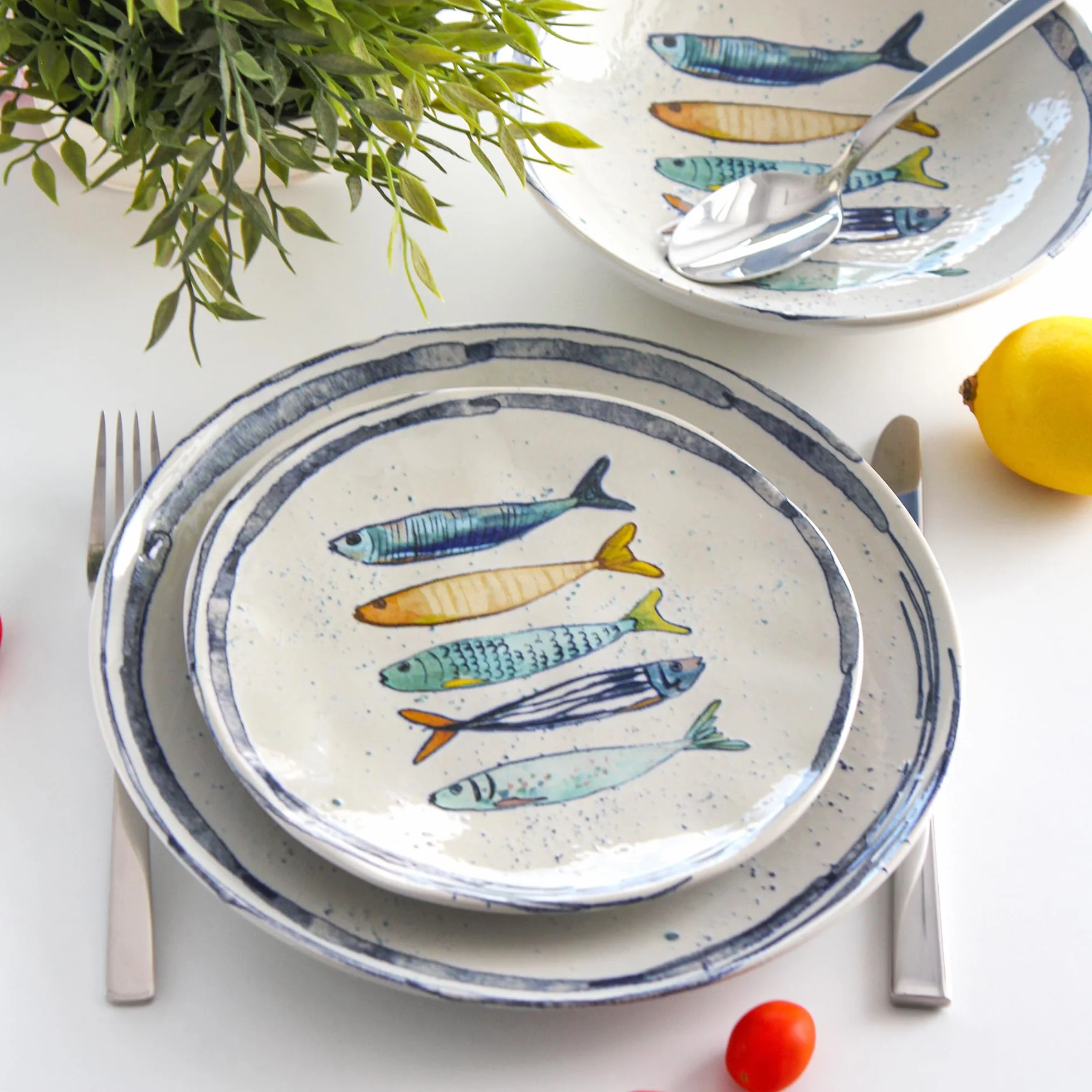 La Mediterranean 18 talerzy dla 6 osób talerze obiadowe deserowe do zupy 26 cm 20 cm