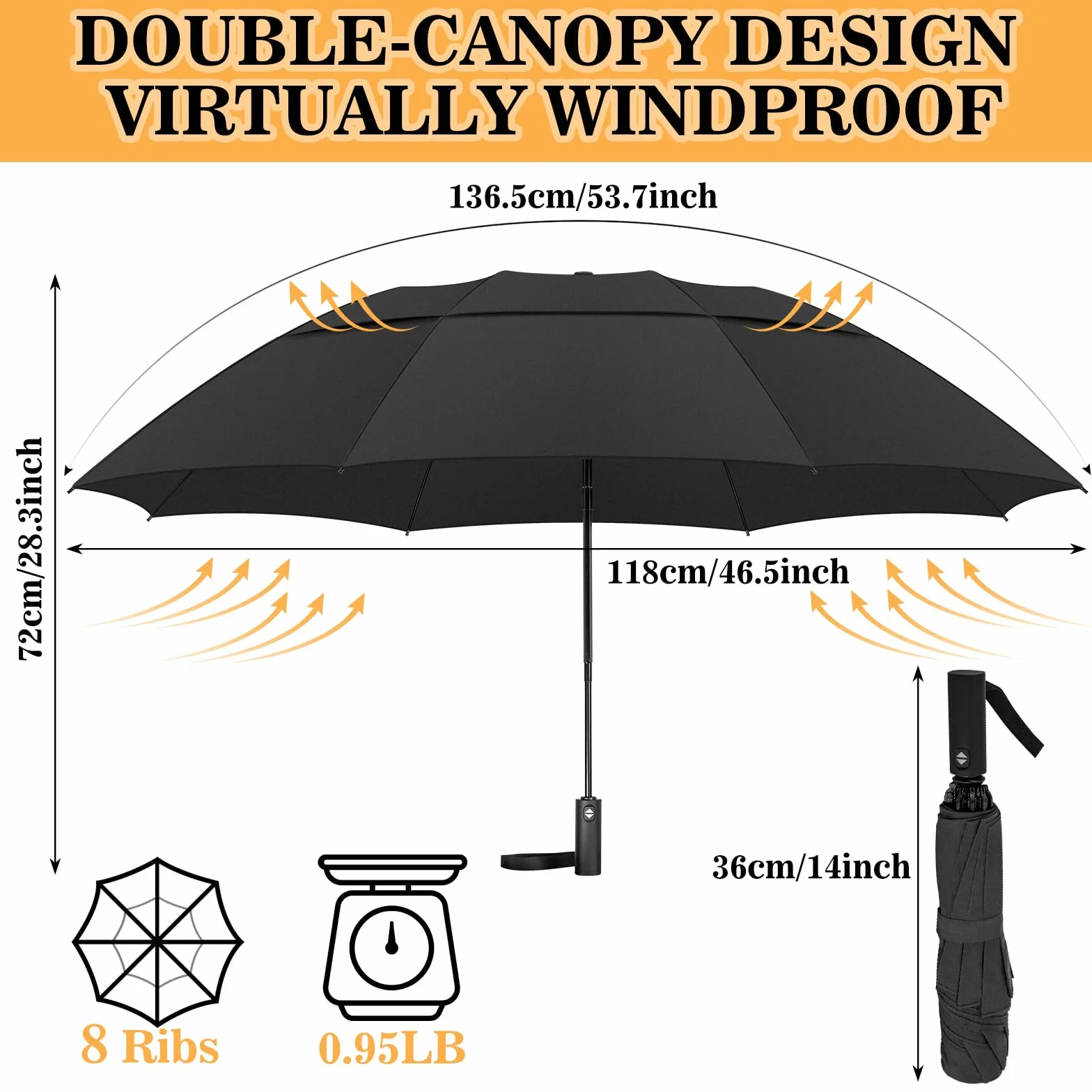 ZOMAKE Kompaktowy parasol golfowy 106/137/162 cm, duży parasol golfowy, wiatroszczelny, automatyczny, otwierany, przenośny, składany, podróżny parasol dla mężczyzn i kobiet