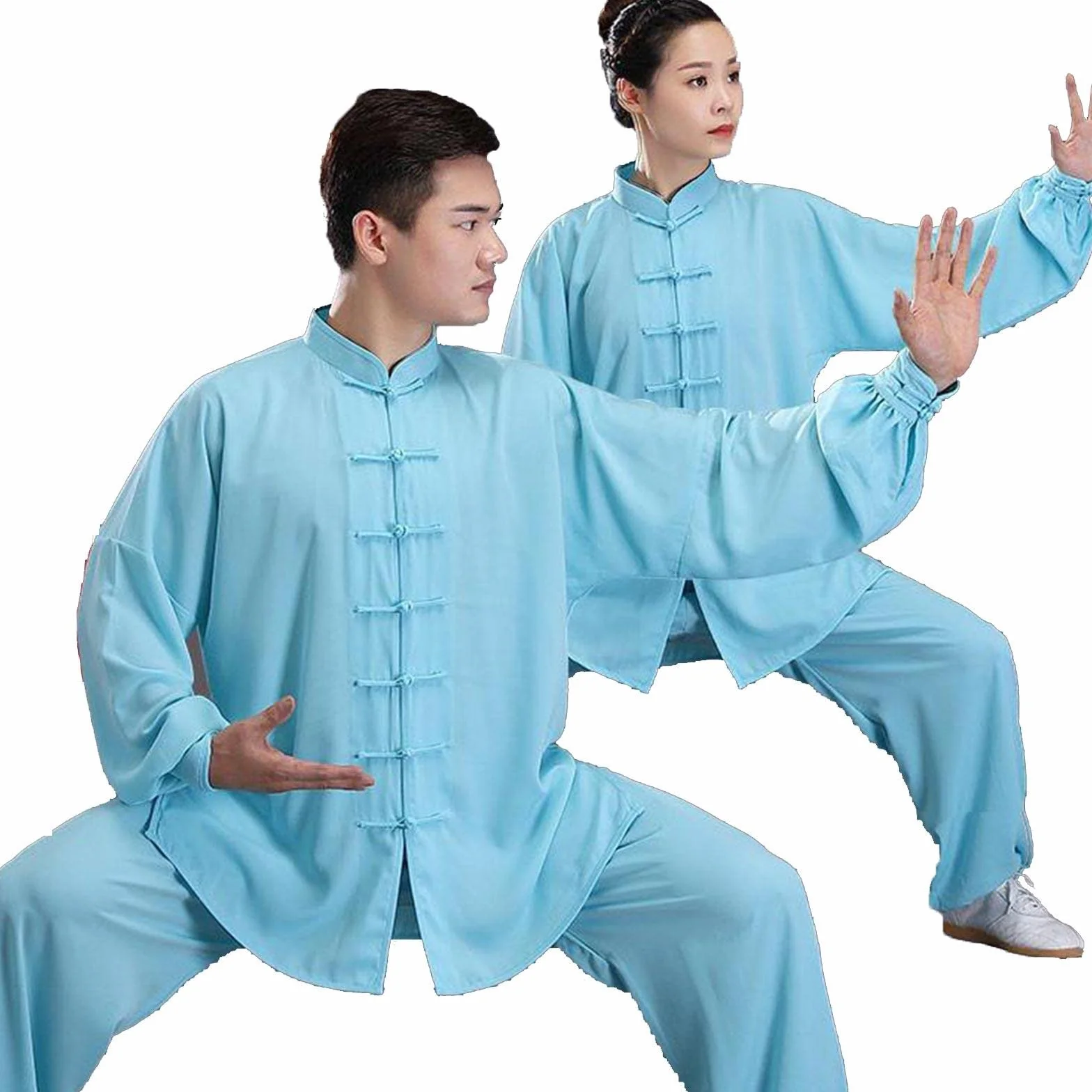 Kung Fu Tai Chi mundurek sztuki walki Wing Chun ubrania treningowe dla mężczyzn kobiet w tym ubrania i spodnie, niebieski - XXXL