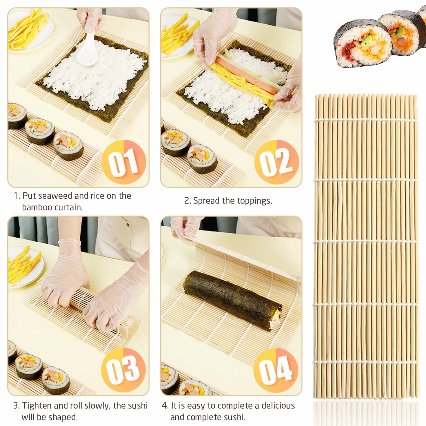 Zestaw do sushi mata bambusowa 3 rolety