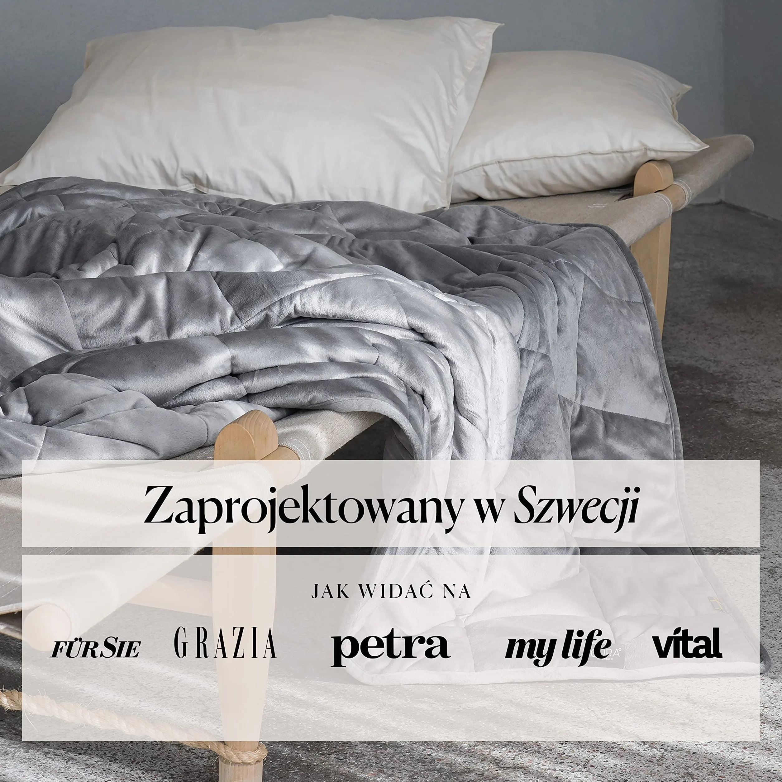 CURA Koc obciążeniowy na sofę 6kg - codzienny głęboki relaks - idealny koce na sofę lub kanapę - koc przytulanka XXL 140x200cm - koce terapeutyczny - sofę - Szarny