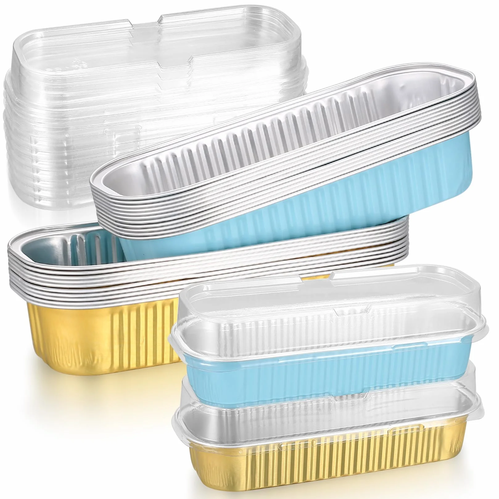 aluminiowe pojemniki z folii aluminiowej z pokrywkami, 20 szt. pojemniki z folii aluminiowej 200 ml z pokrywkami, aluminiowe formy do chleba, aluminiowe formy do pieczenia, kubki do pieczenia
