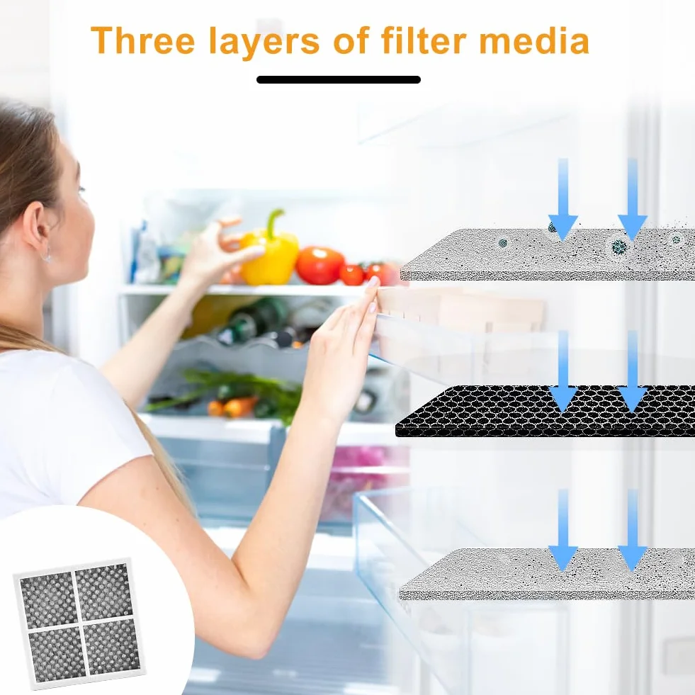 LG - LT120F filtr powietrza do lodówki, filtr z węglem aktywnym, zamiennik filtra powietrza, filtr powietrza LG Pure Fresh do ADQ73214405, ADQ73214404, ADQ73214408, LFX31925SW, LFX31925SB, 4 sztuki
