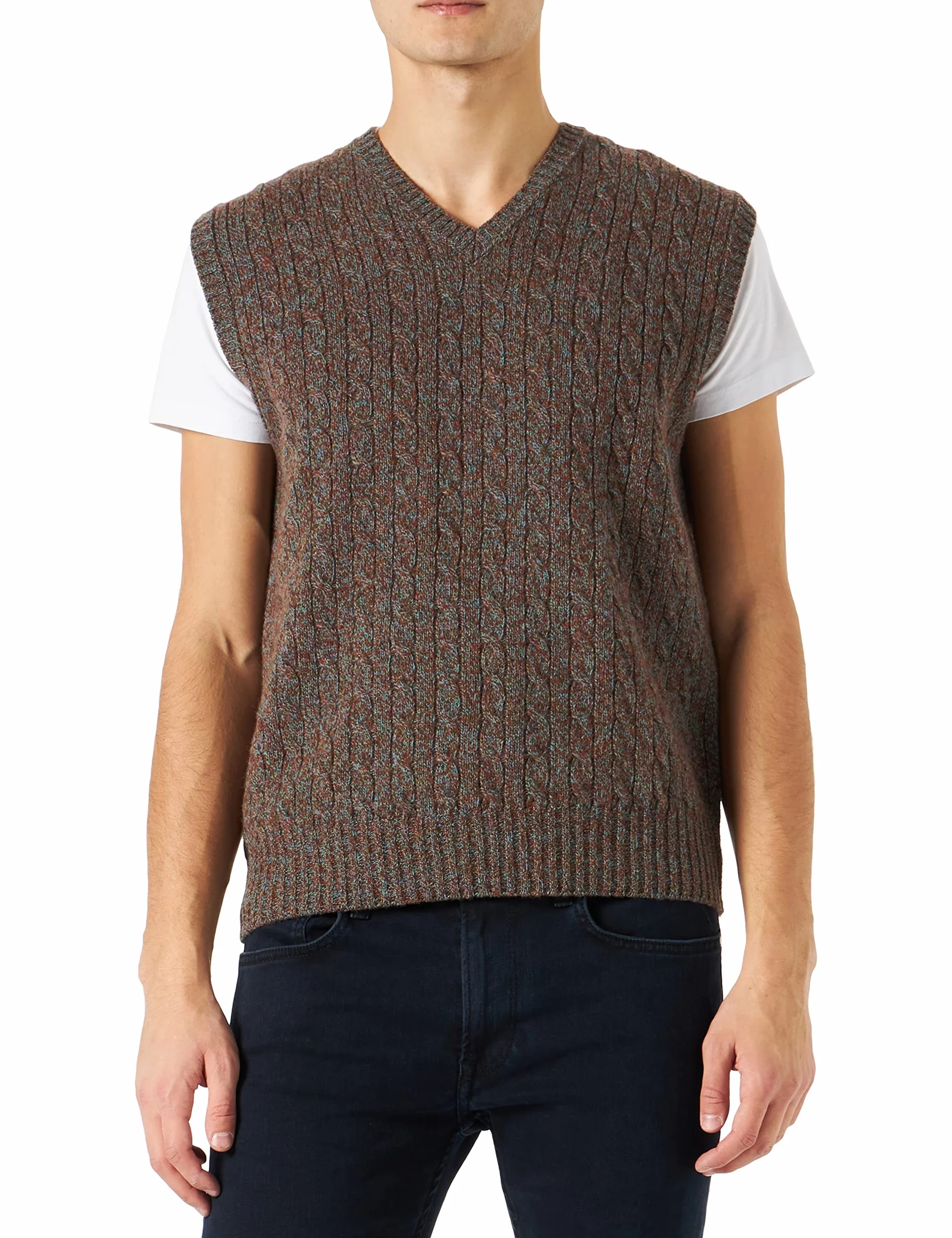 United Colors of Benetton Kamizelka męska 103mu4003 sweter, zielony niebieski, 6n7, XS