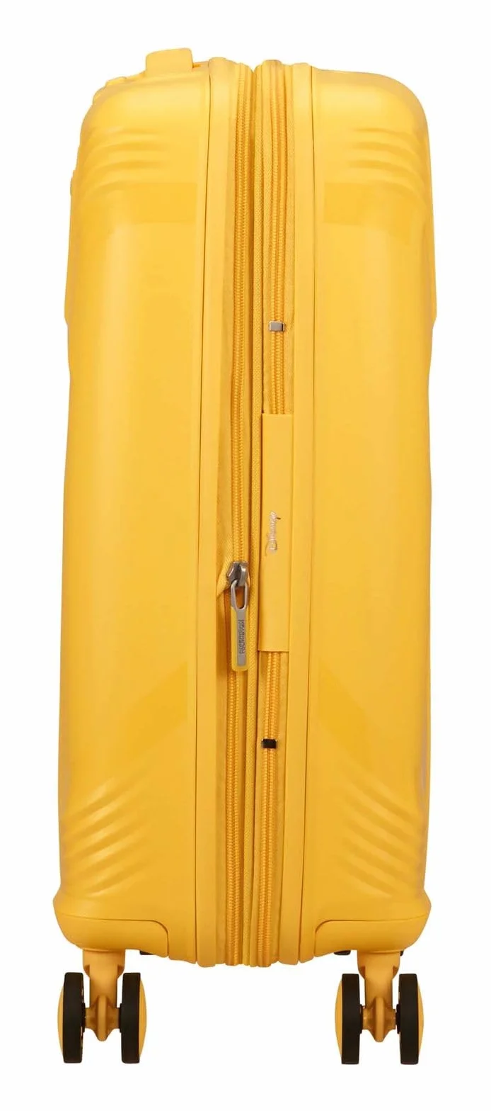 American Tourister Mickey Magic - walizka podreczna 55 x 40 x 20/23 cm - wózek kabinowy z twarda skorupa dla Ryanair, easyJet & Most Airlines, 37/44 L, Zólty (Mickey Flower Yellow)