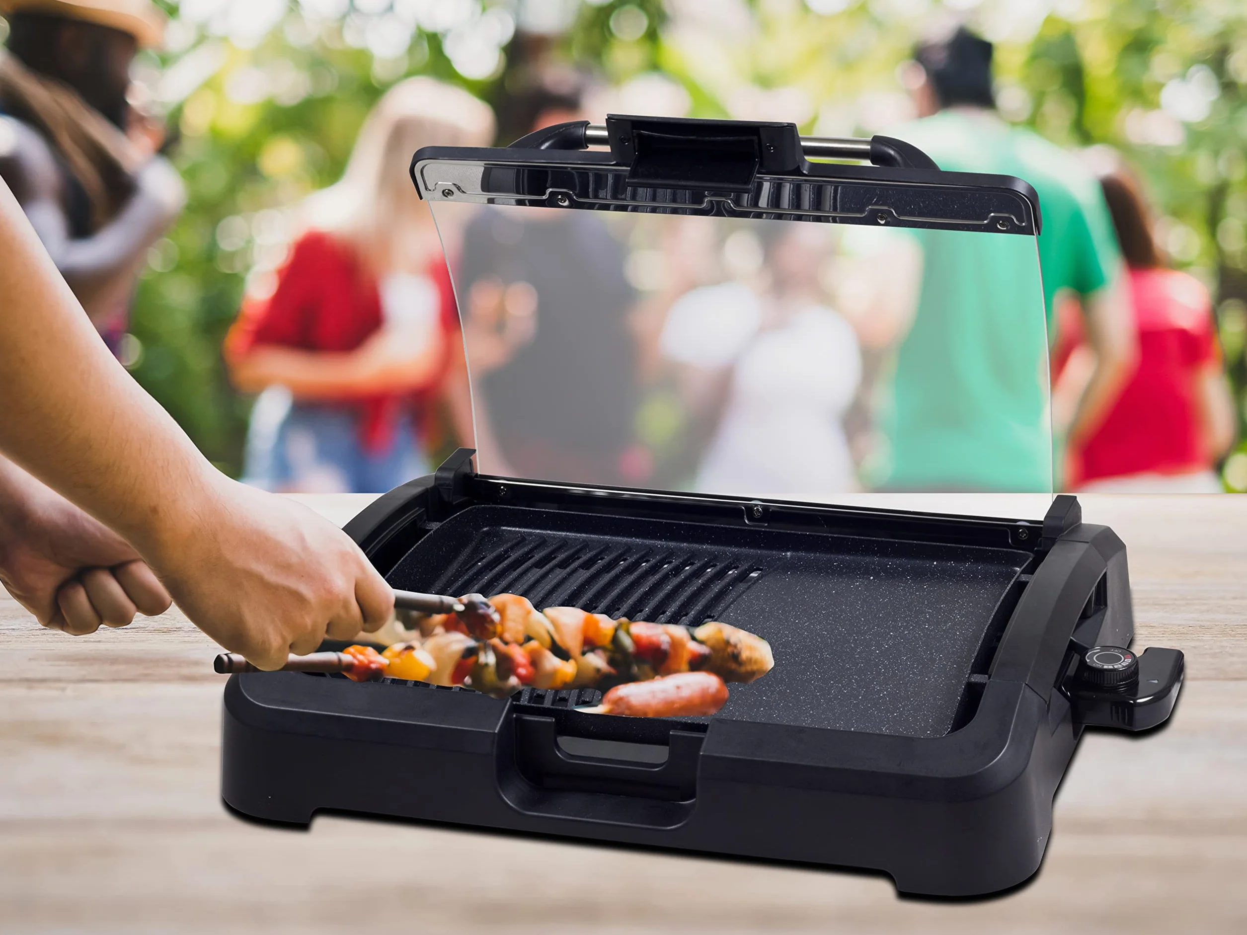Beper Grill elektryczny ze zdejmowaną szklaną pokrywką