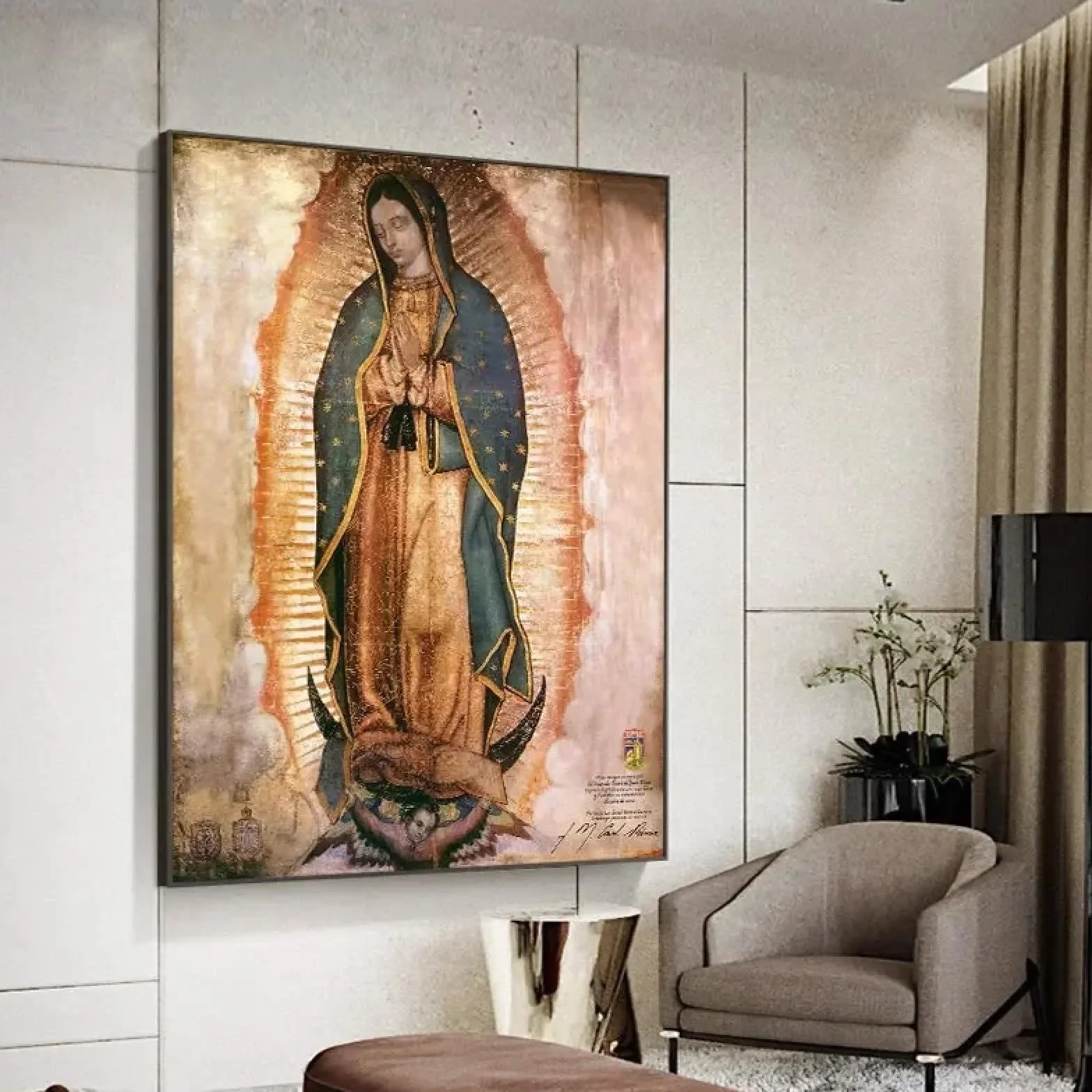 CHAOJIART Obraz na płótnie HD Matka Boska z Guadalupe dekoracyjny 20 x 30 cm