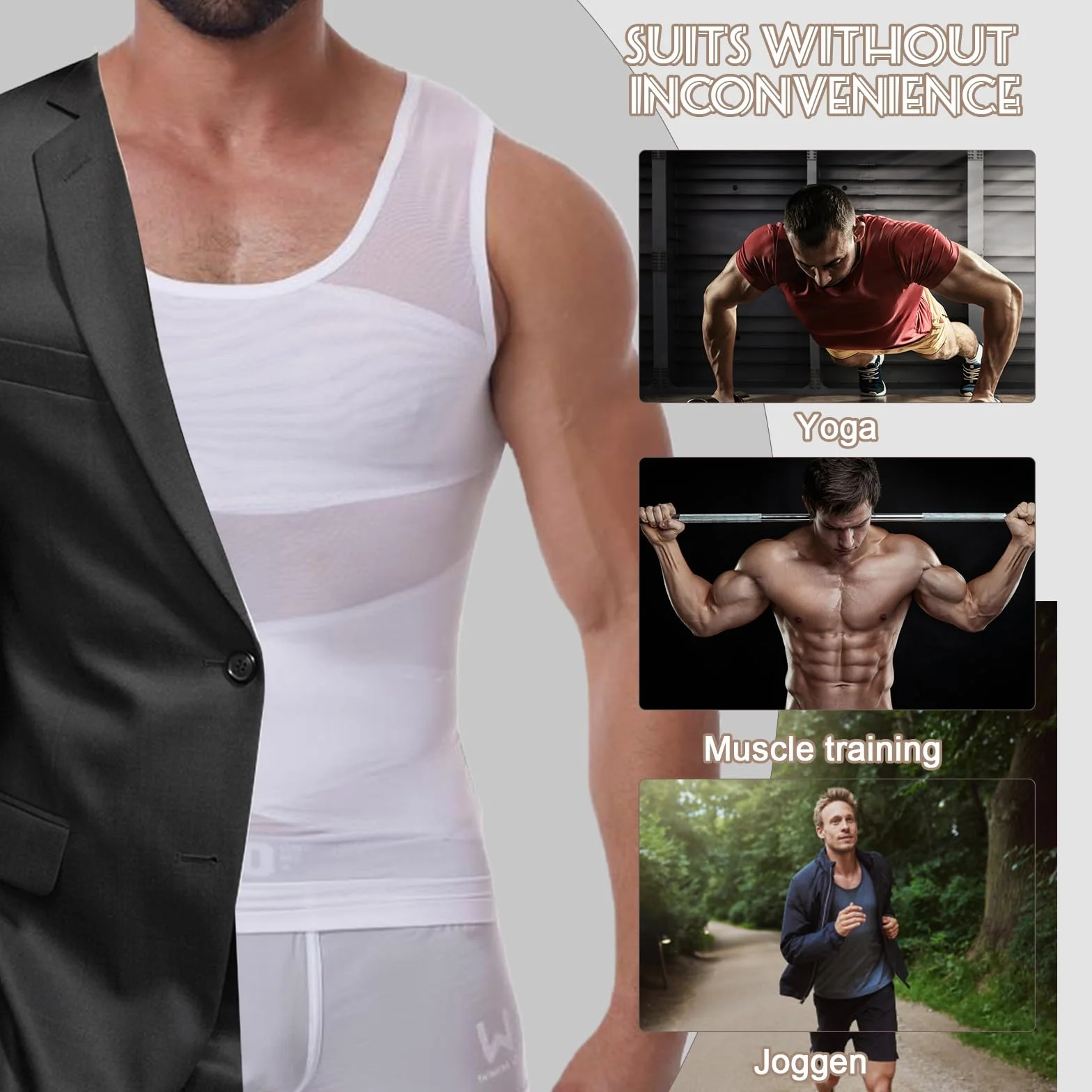 Męska kamizelka kompresyjna wyszczuplająca - dopasowana kamizelka kompresyjna, kamizelka na brzuch, bielizna męska fitness, do odchudzania i modelowania brzucha, elastyczna podkoszulka, XL -