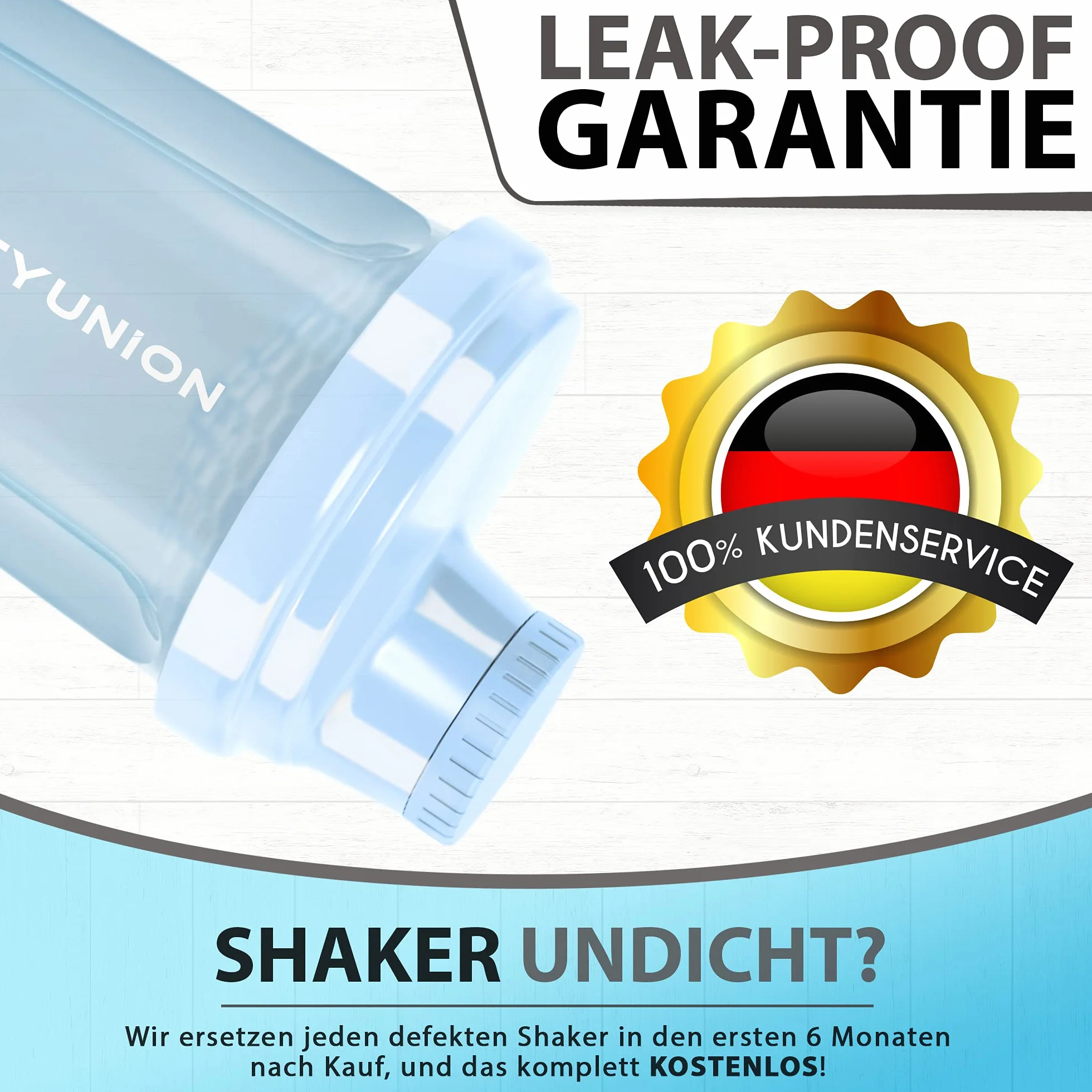 Heaven Protein Shaker 300 ml, zabezpieczony przed wyciekiem, nie zawiera BPA, z wklikiwanym sitkiem i skalą do kremowych szejków serwatkowych, kubek na siłownię, do izolatów i koncentratów sportowych