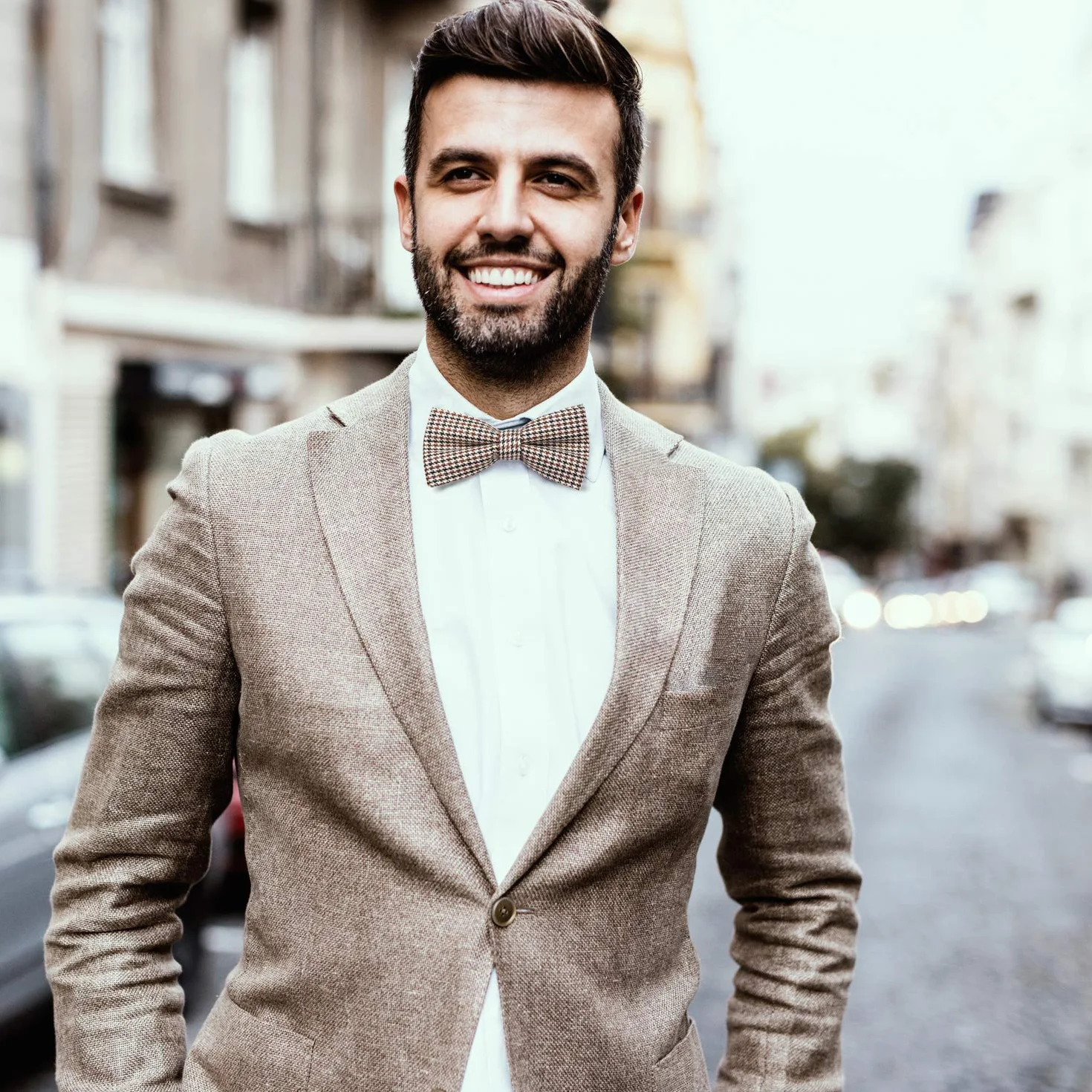 DonDon Elegancka mucha w kratę zapinana na haczyk - już zawiązana i regulowana