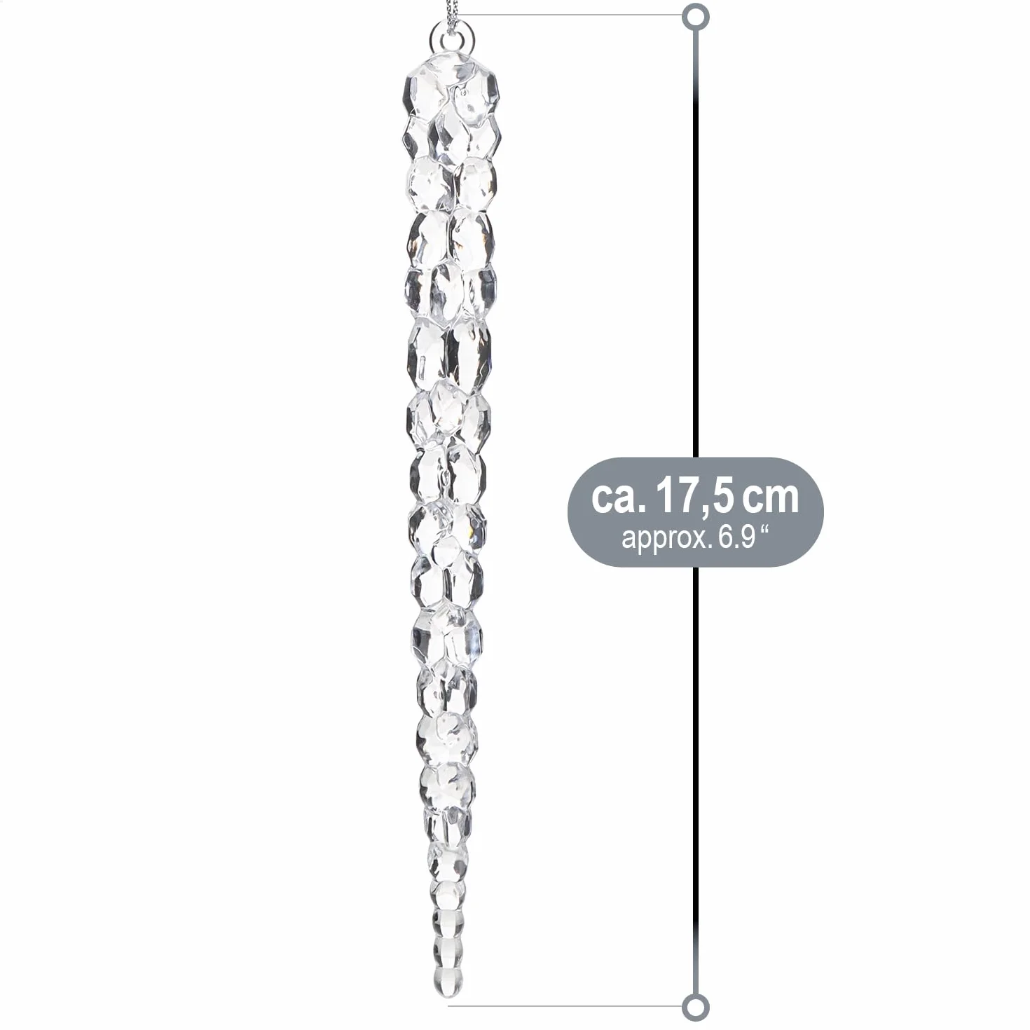 COM-FOUR dekoracyjne zawieszki w ksztalcie sopli 17,5 cm przezroczyste wieszaki na choinki